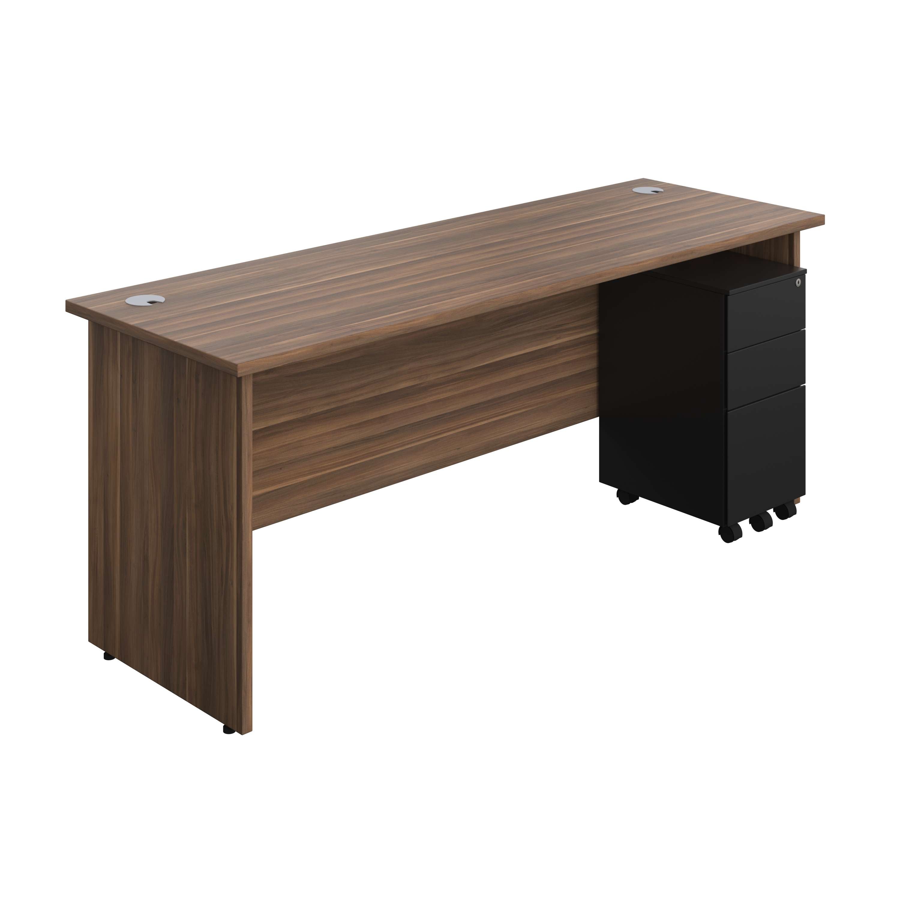 Panel Rectangular Desk + 3 Drawer Slimline Steel Pedestal Bundle (FSC) 600