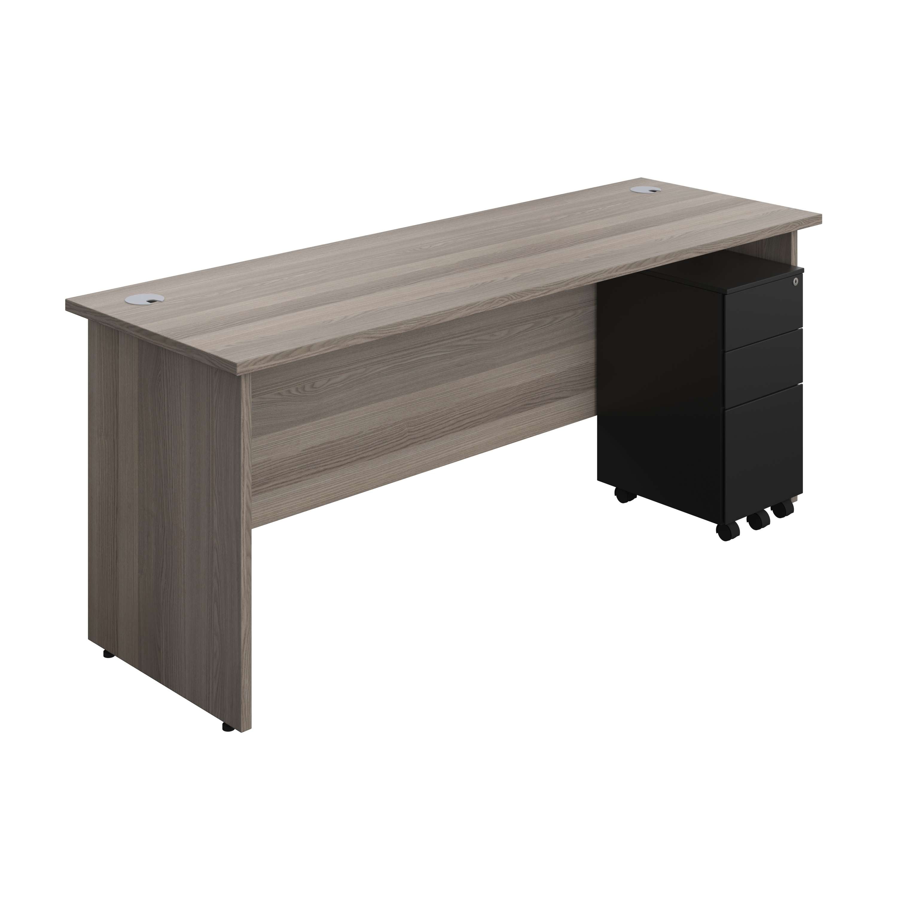 Panel Rectangular Desk + 3 Drawer Slimline Steel Pedestal Bundle (FSC) 600