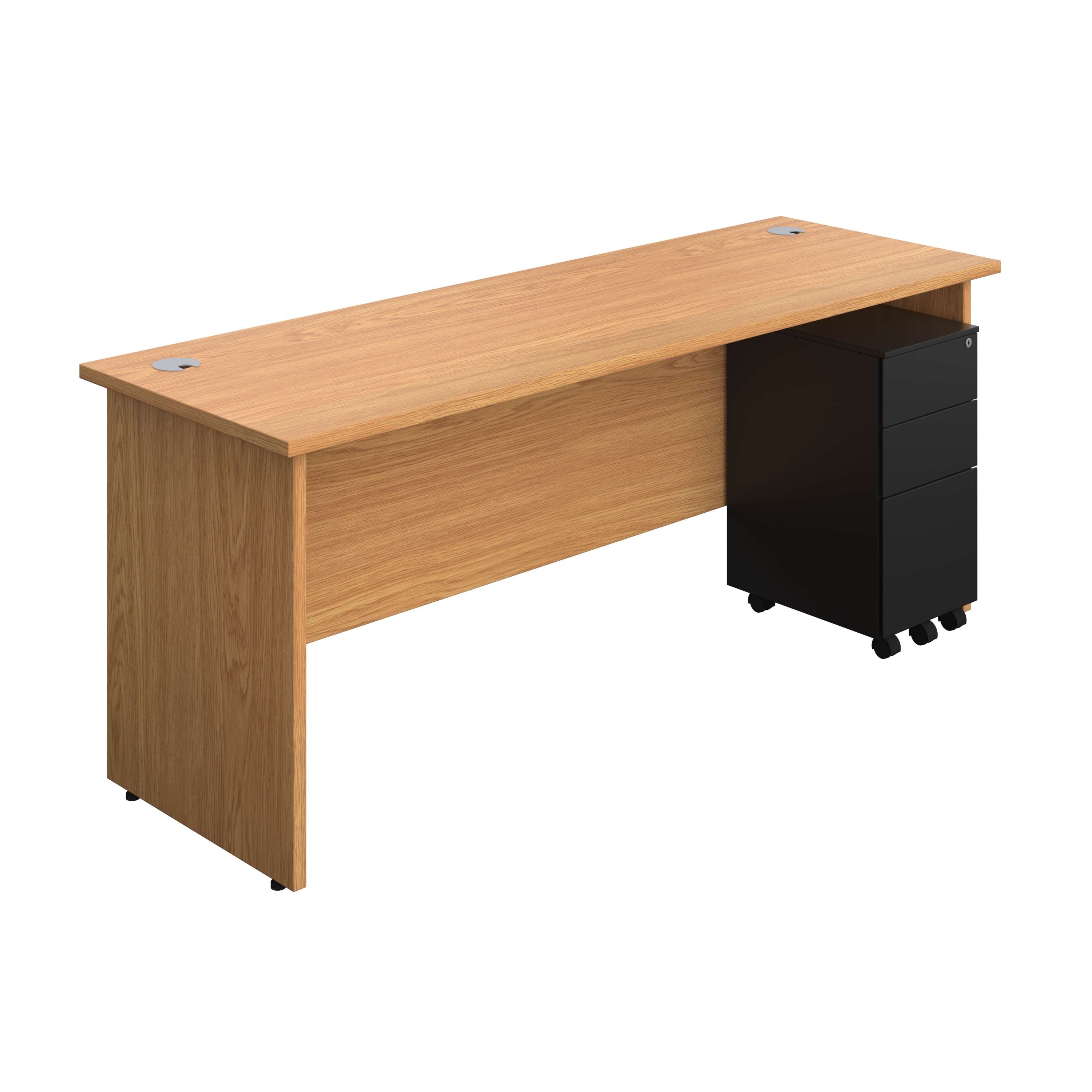 Panel Rectangular Desk + 3 Drawer Slimline Steel Pedestal Bundle (FSC) 600