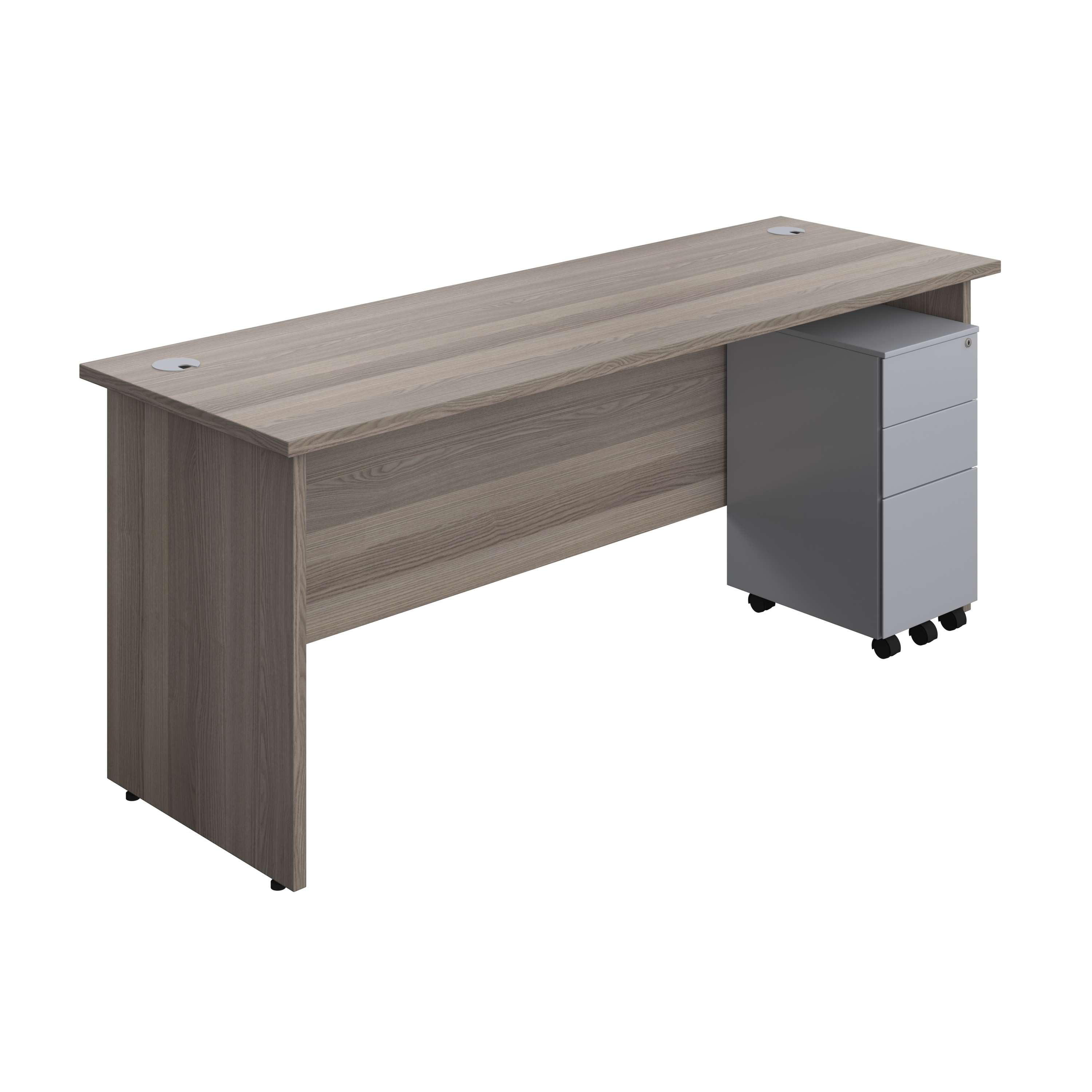 Panel Rectangular Desk + 3 Drawer Slimline Steel Pedestal Bundle (FSC) 600