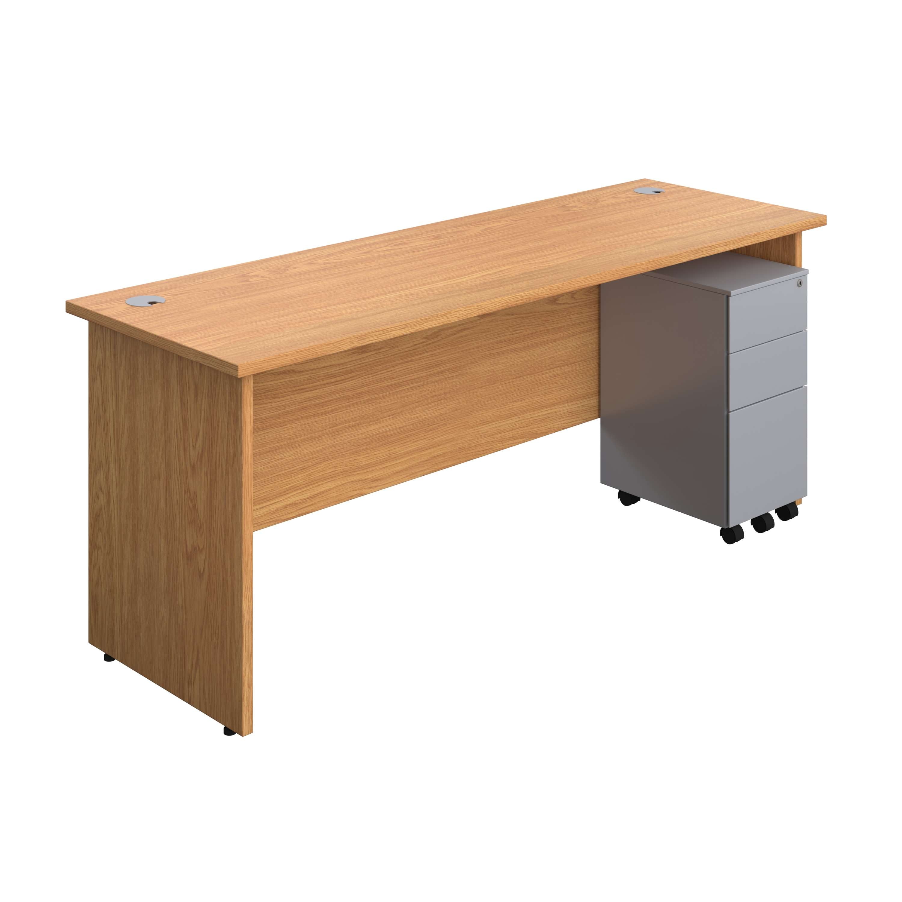 Panel Rectangular Desk + 3 Drawer Slimline Steel Pedestal Bundle (FSC) 600