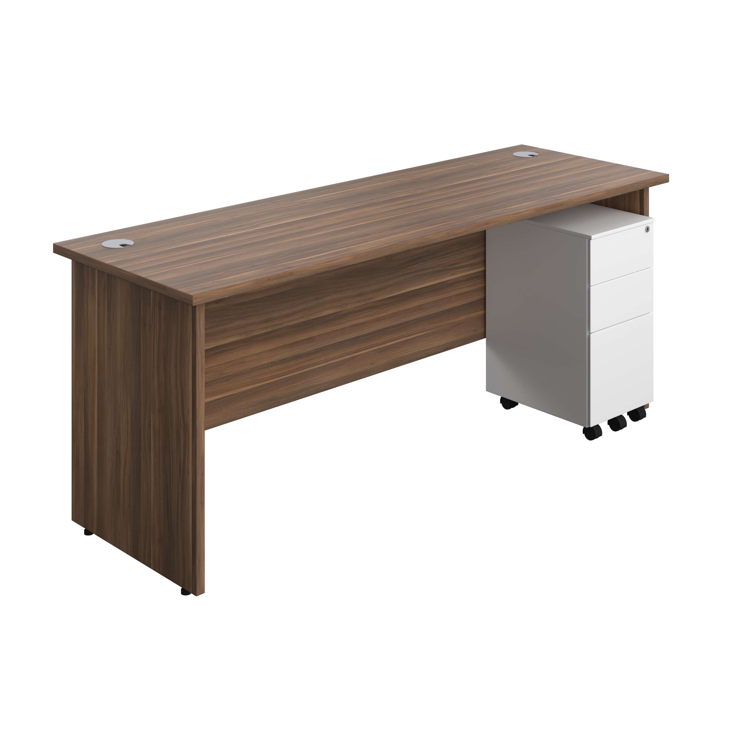 Panel Rectangular Desk + 3 Drawer Slimline Steel Pedestal Bundle (FSC) 600