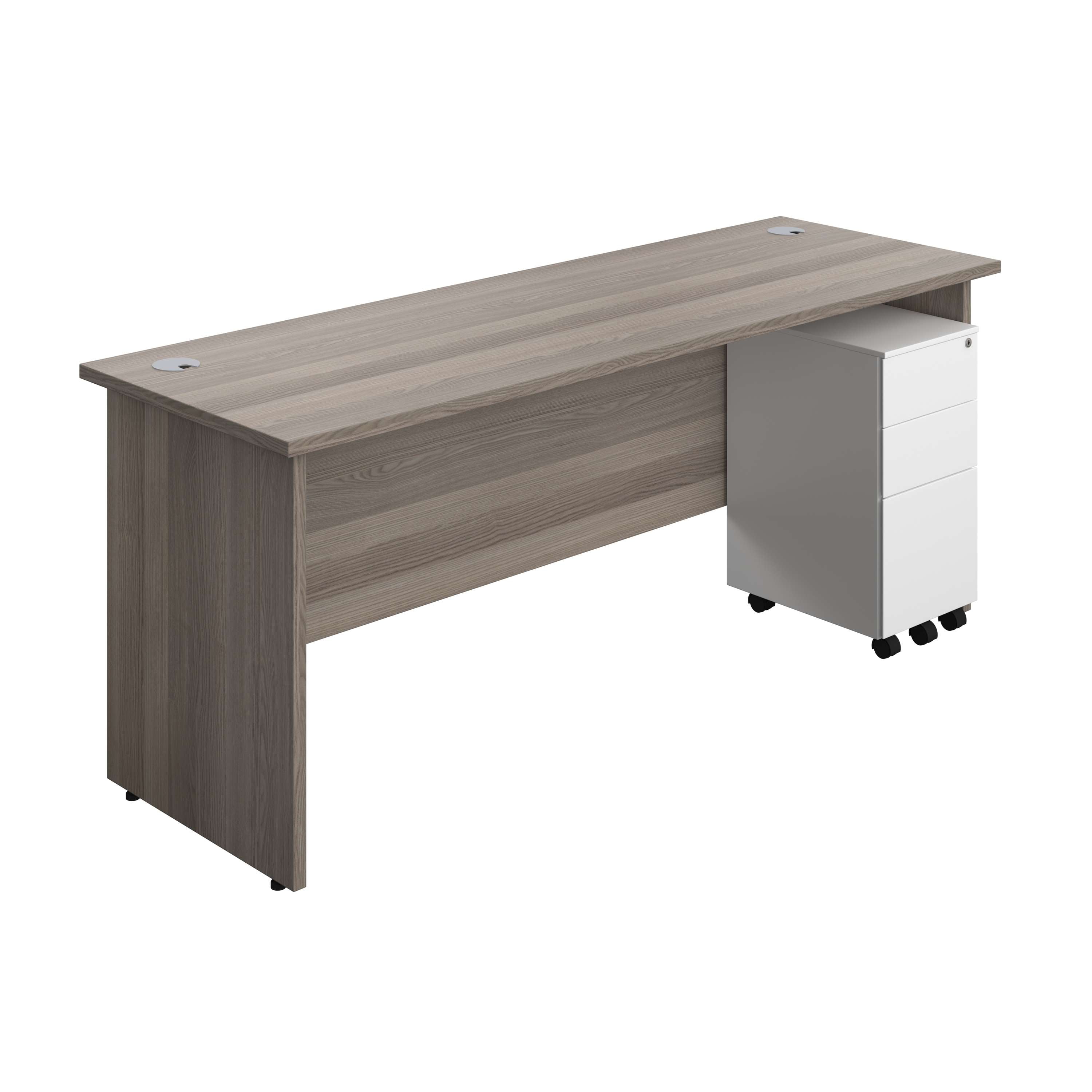 Panel Rectangular Desk + 3 Drawer Slimline Steel Pedestal Bundle (FSC) 600