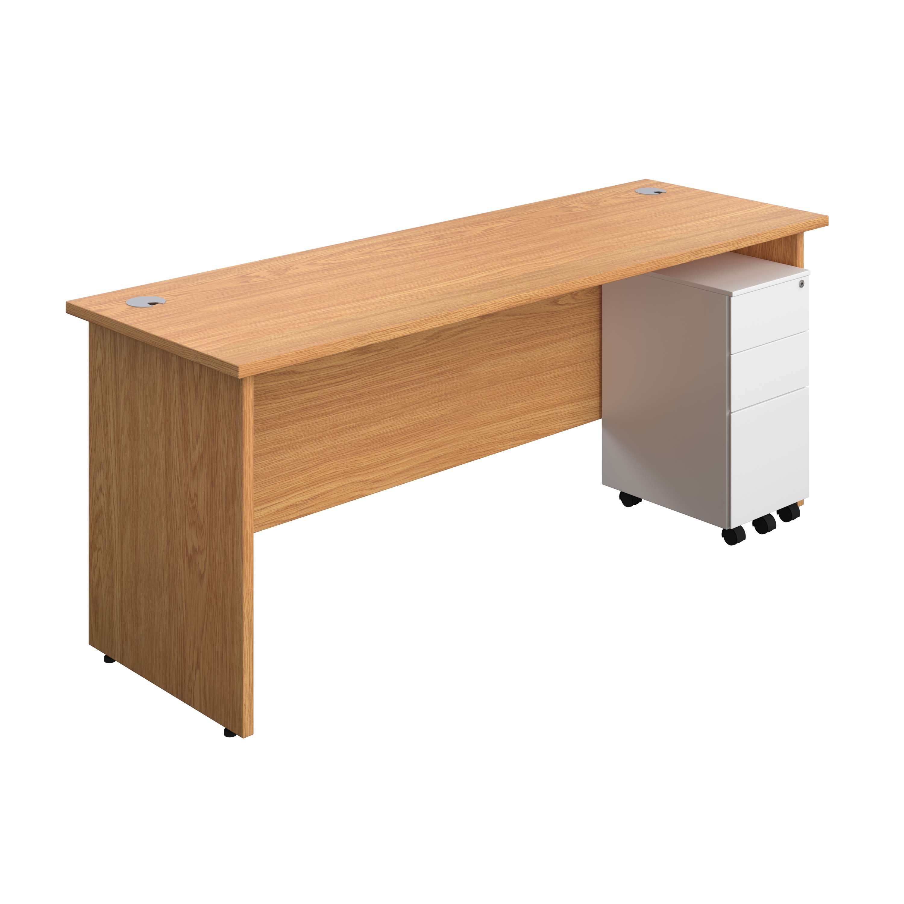 Panel Rectangular Desk + 3 Drawer Slimline Steel Pedestal Bundle (FSC) 600