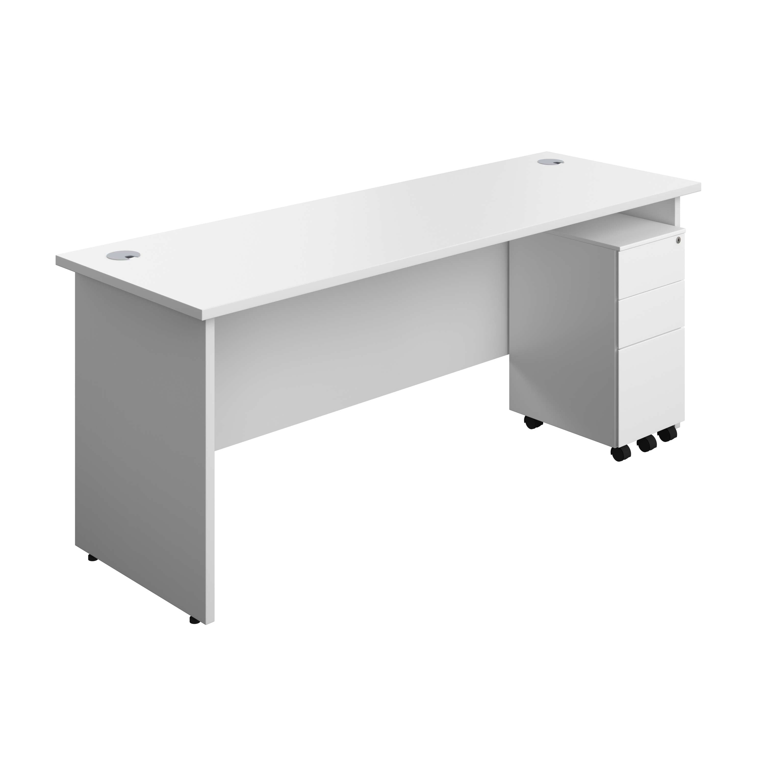 Panel Rectangular Desk + 3 Drawer Slimline Steel Pedestal Bundle (FSC) 600