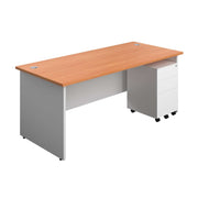 Panel Plus Rectangular Desk + 3 Drawer Steel Pedestal Bundle (FSC)