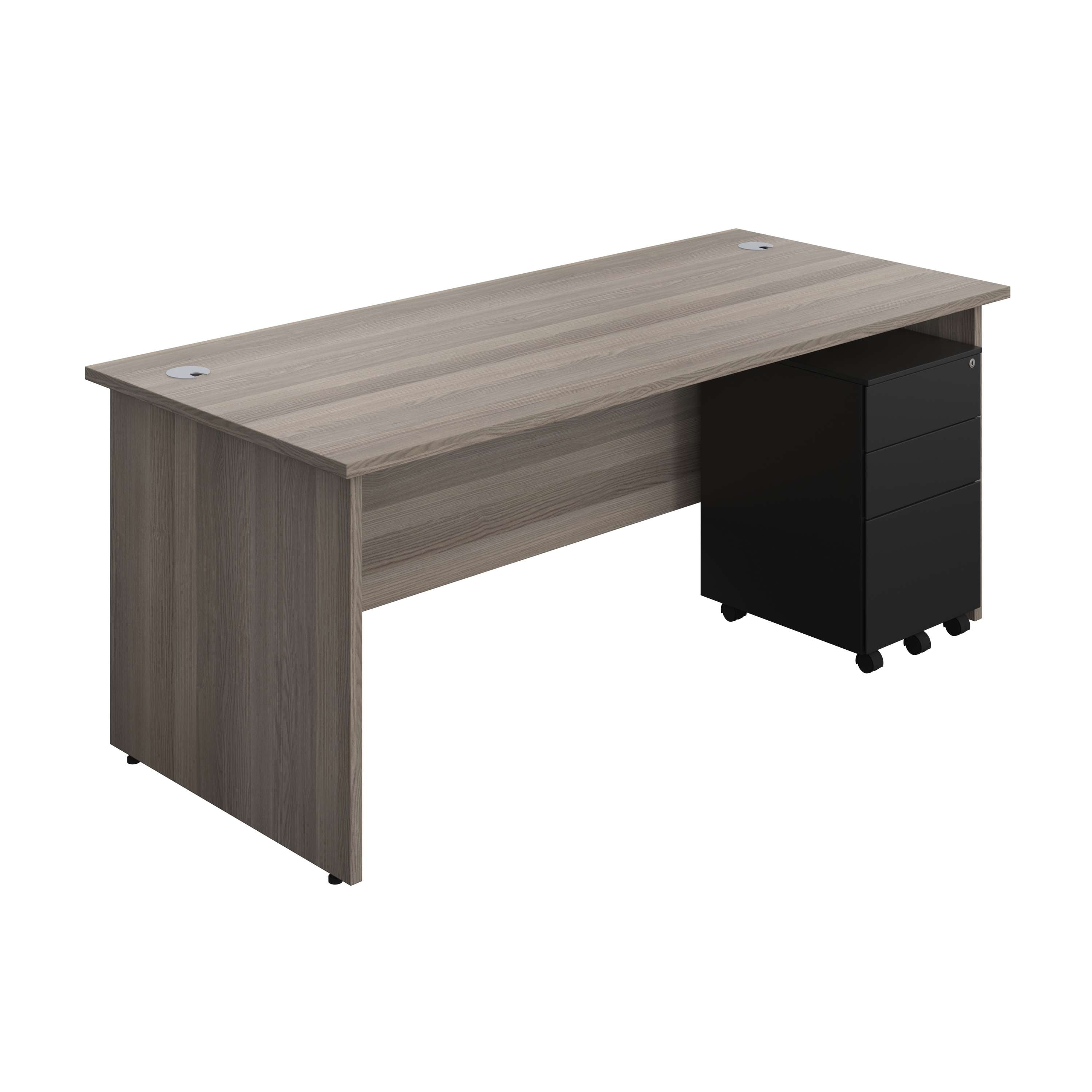 Panel Rectangular Desk + 3 Drawer Steel Pedestal Bundle (FSC) 800 1200