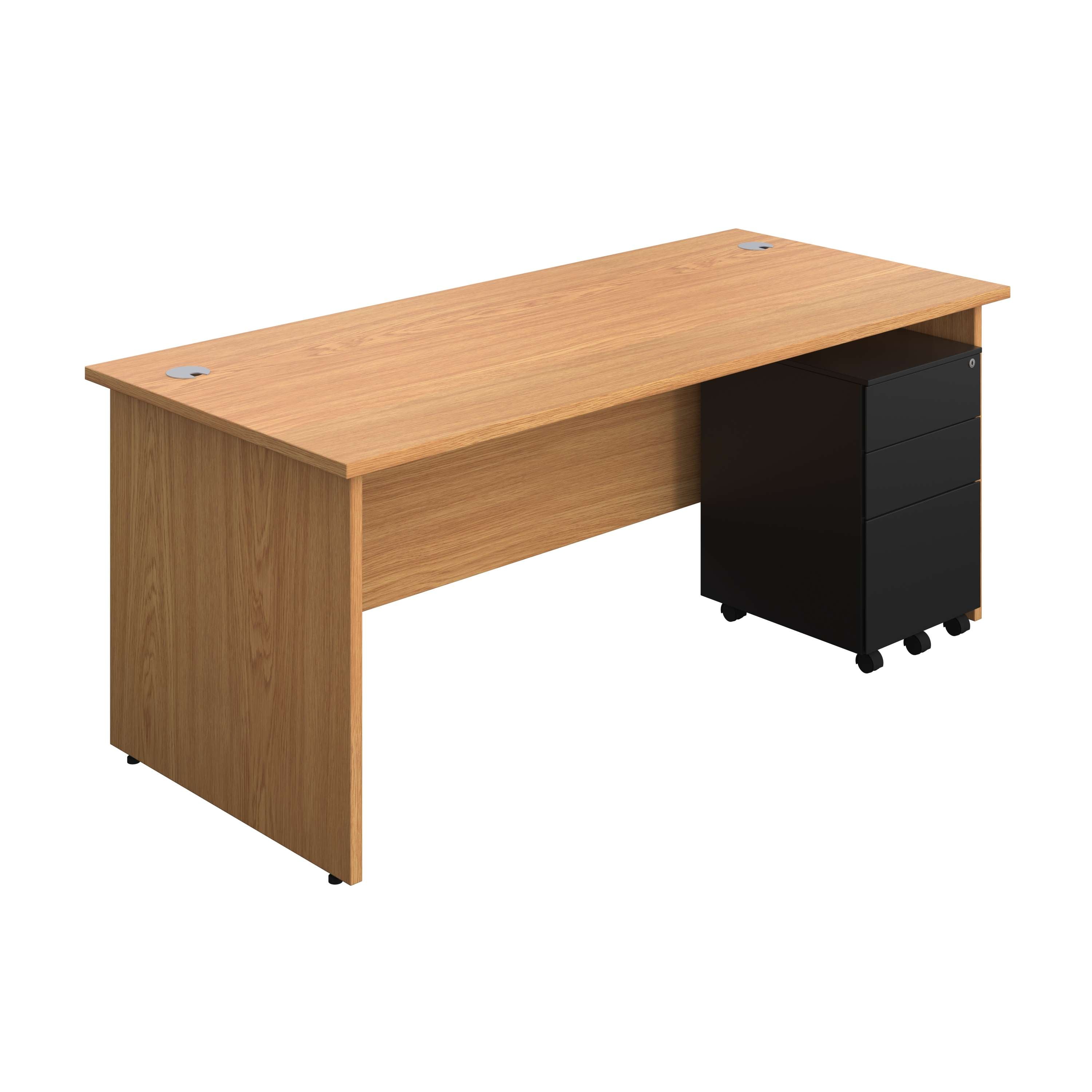 Panel Rectangular Desk + 3 Drawer Steel Pedestal Bundle (FSC) 800 1200