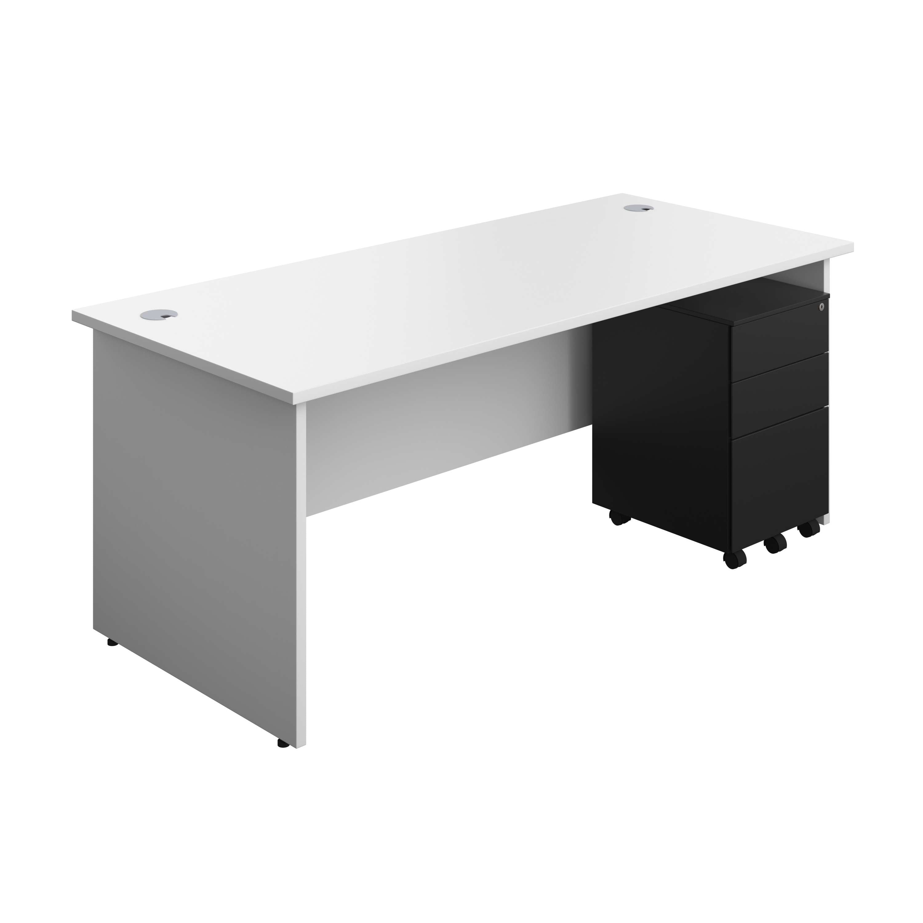 Panel Rectangular Desk + 3 Drawer Steel Pedestal Bundle (FSC) 800 1200