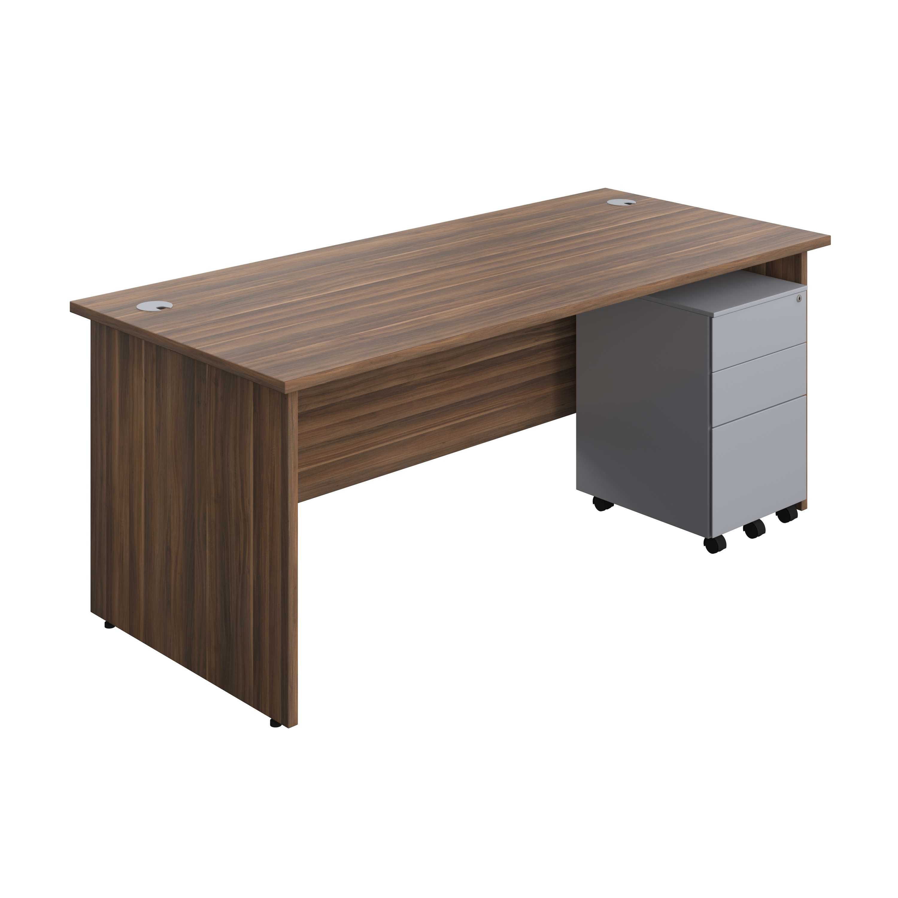 Panel Rectangular Desk + 3 Drawer Steel Pedestal Bundle (FSC) 800 1200