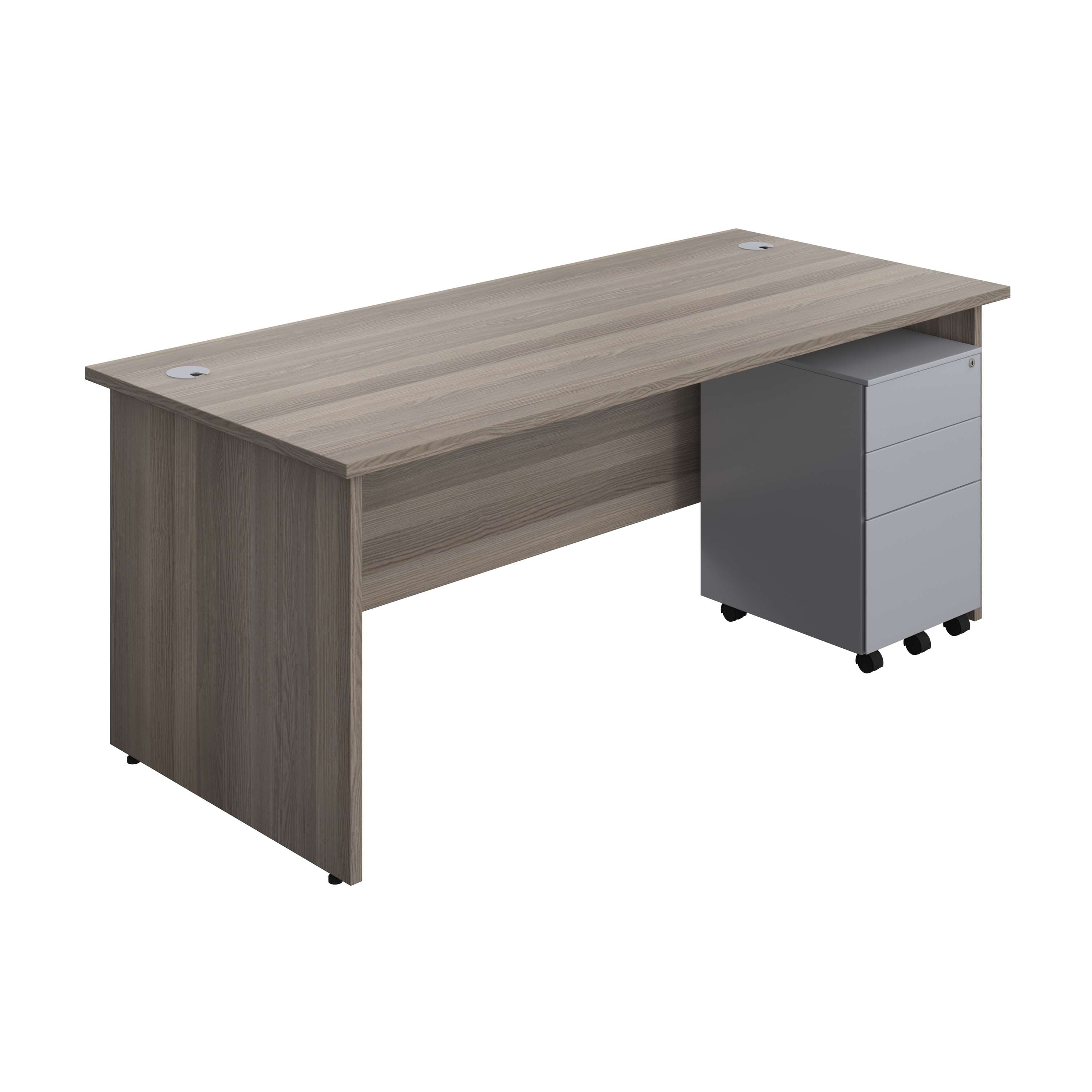 Panel Rectangular Desk + 3 Drawer Steel Pedestal Bundle (FSC) 800 1200