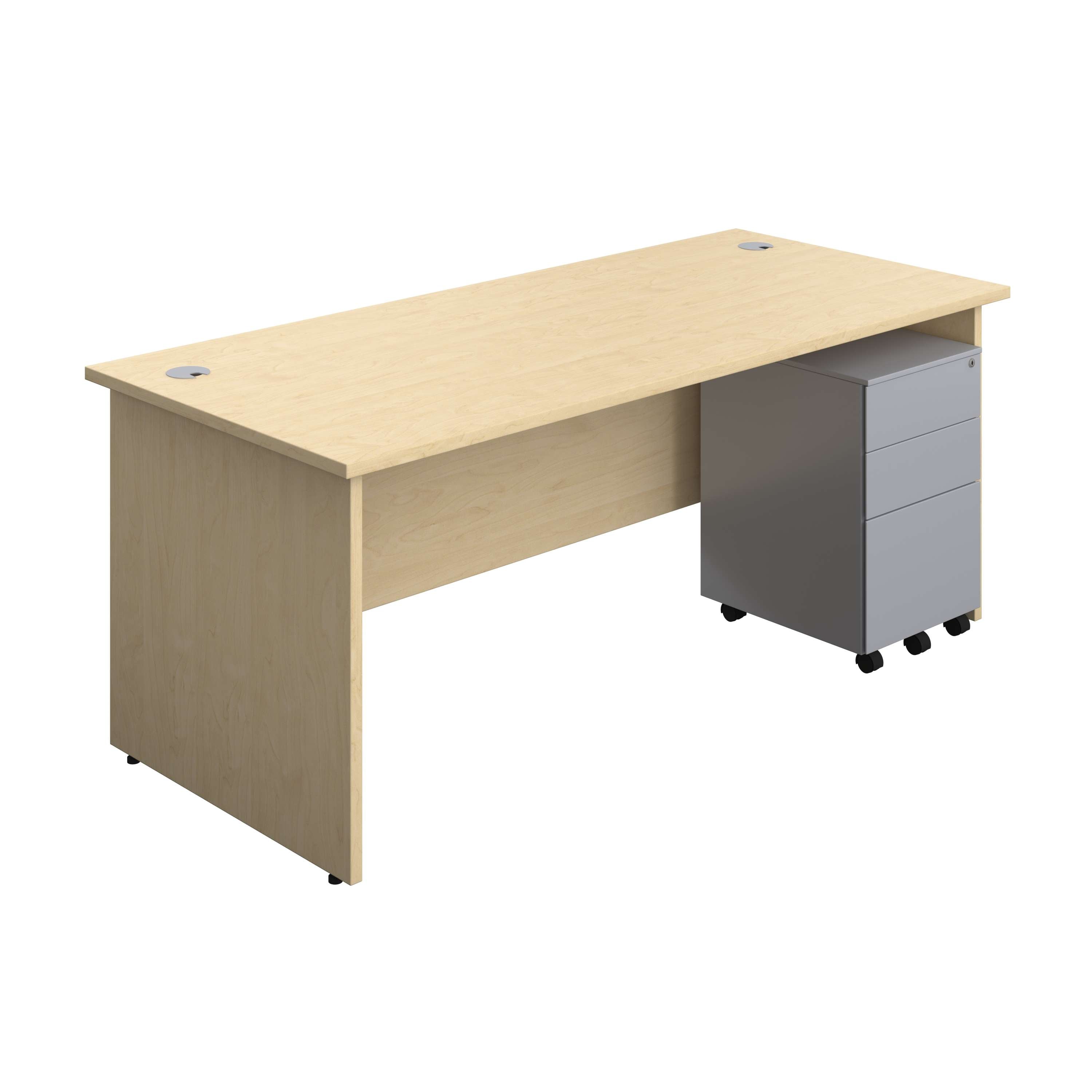 Panel Rectangular Desk + 3 Drawer Steel Pedestal Bundle (FSC) 800 1200