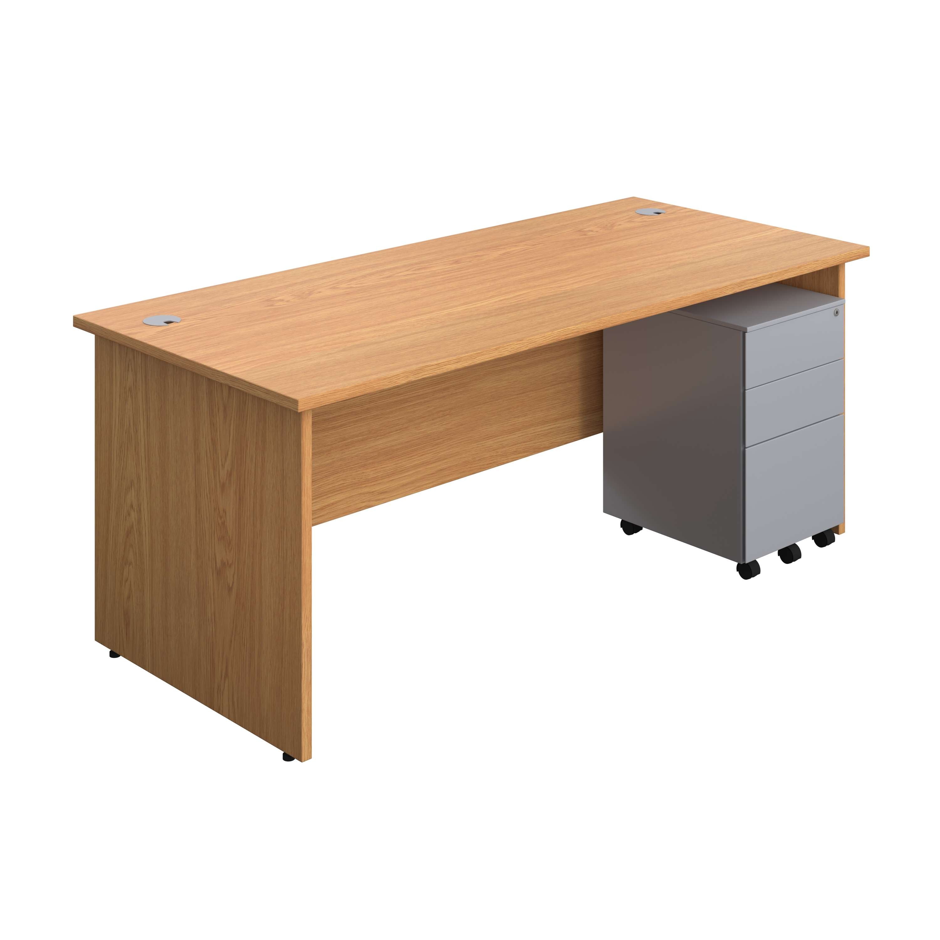 Panel Rectangular Desk + 3 Drawer Steel Pedestal Bundle (FSC) 800 1200