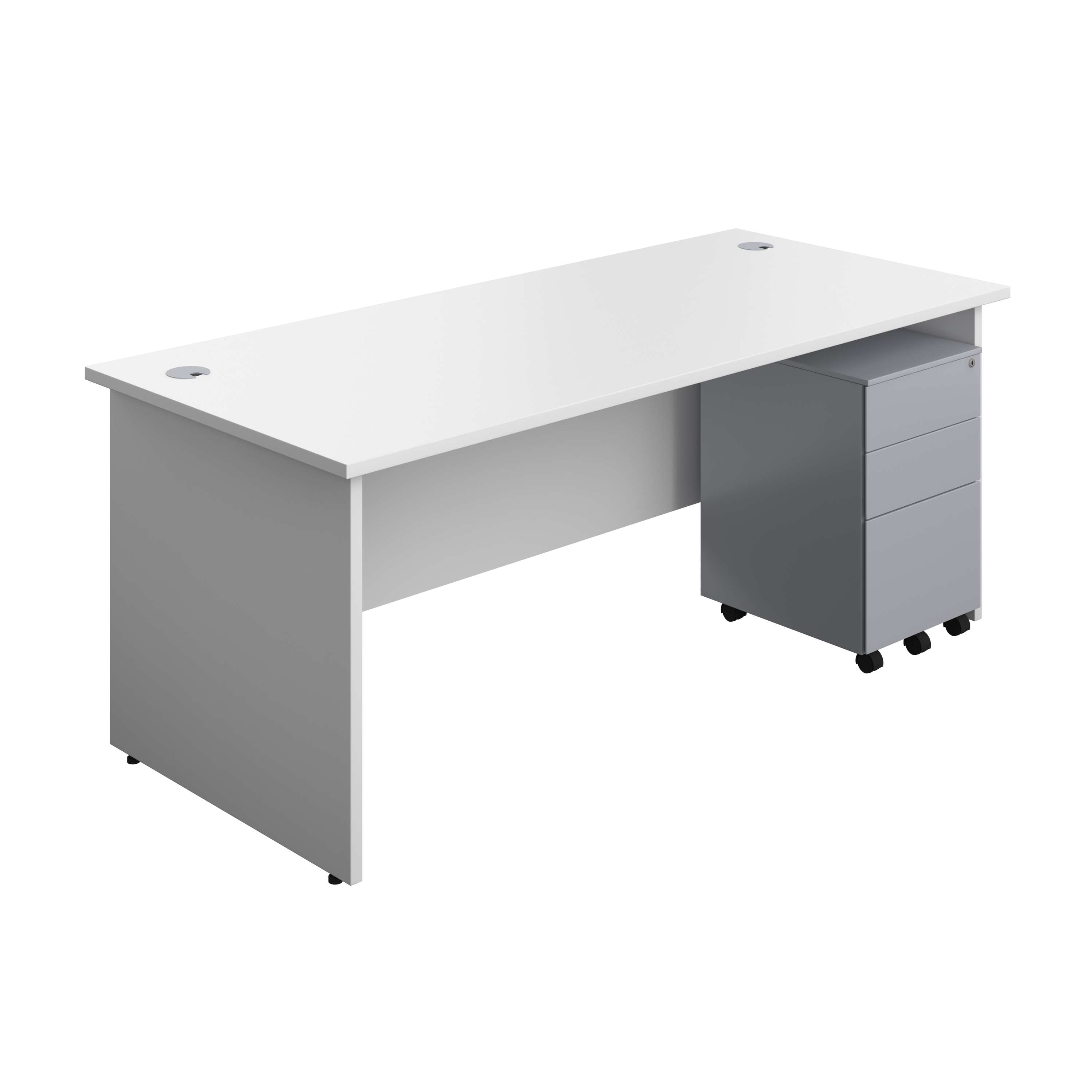 Panel Rectangular Desk + 3 Drawer Steel Pedestal Bundle (FSC) 800 1200