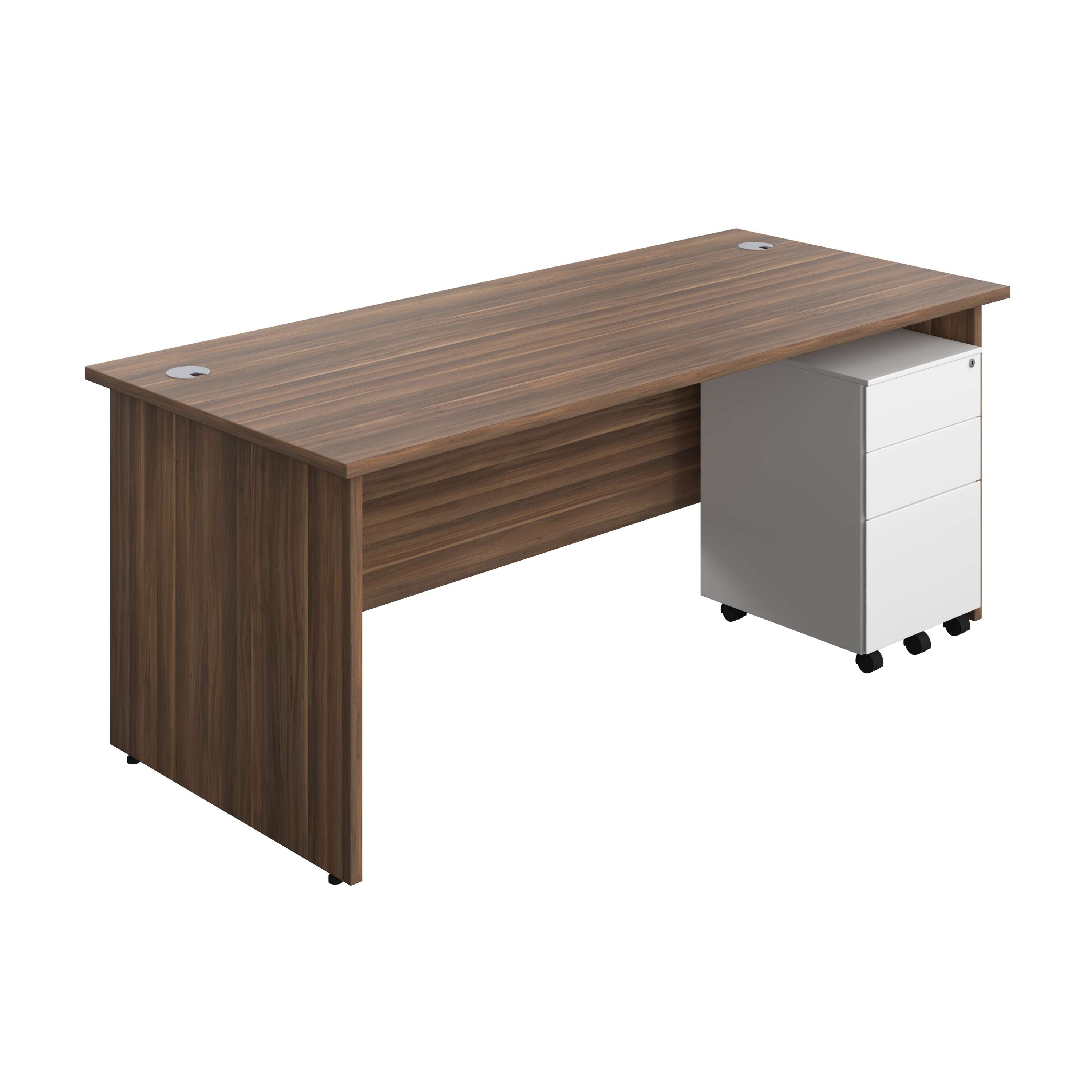 Panel Rectangular Desk + 3 Drawer Steel Pedestal Bundle (FSC) 800 1200