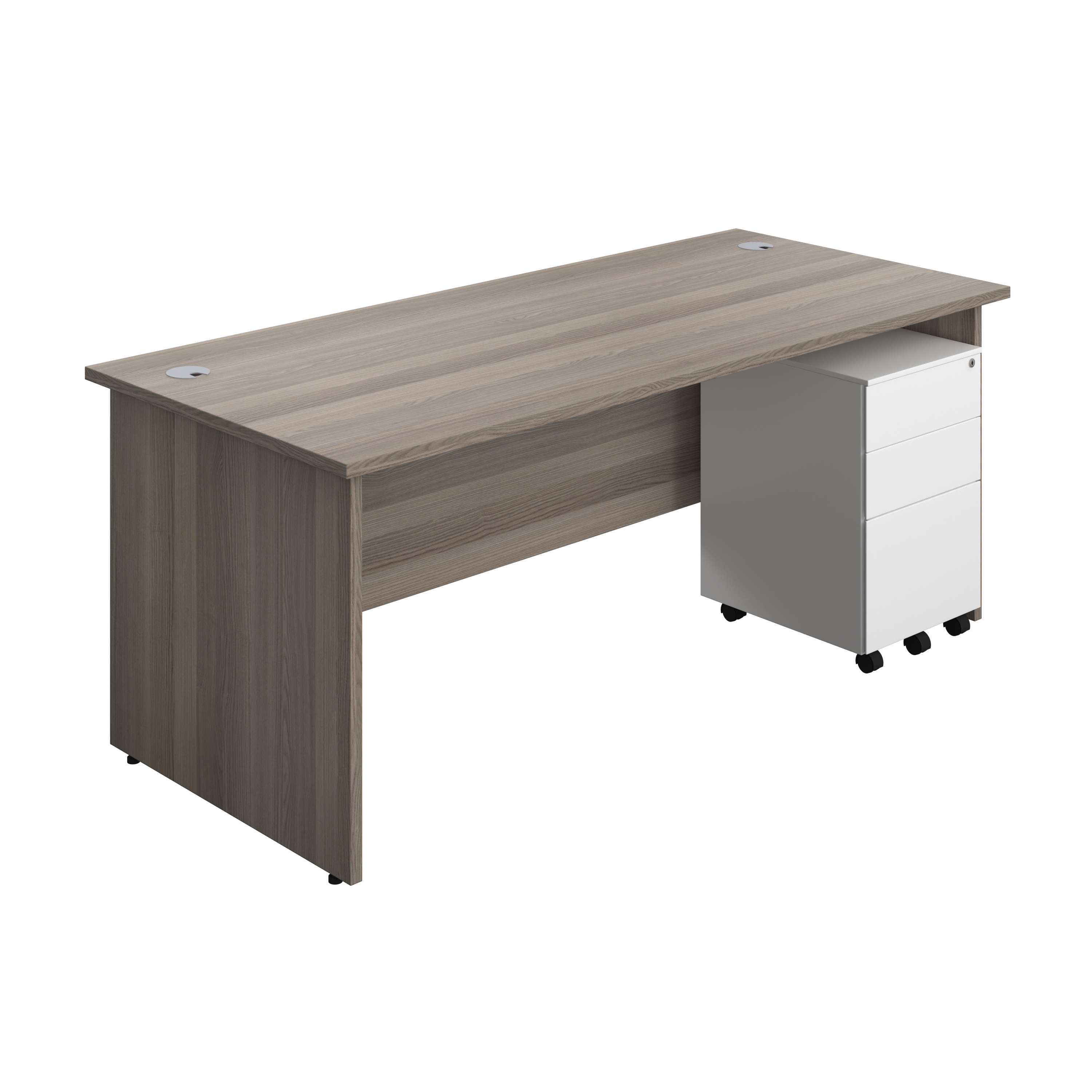 Panel Rectangular Desk + 3 Drawer Steel Pedestal Bundle (FSC) 800 1200