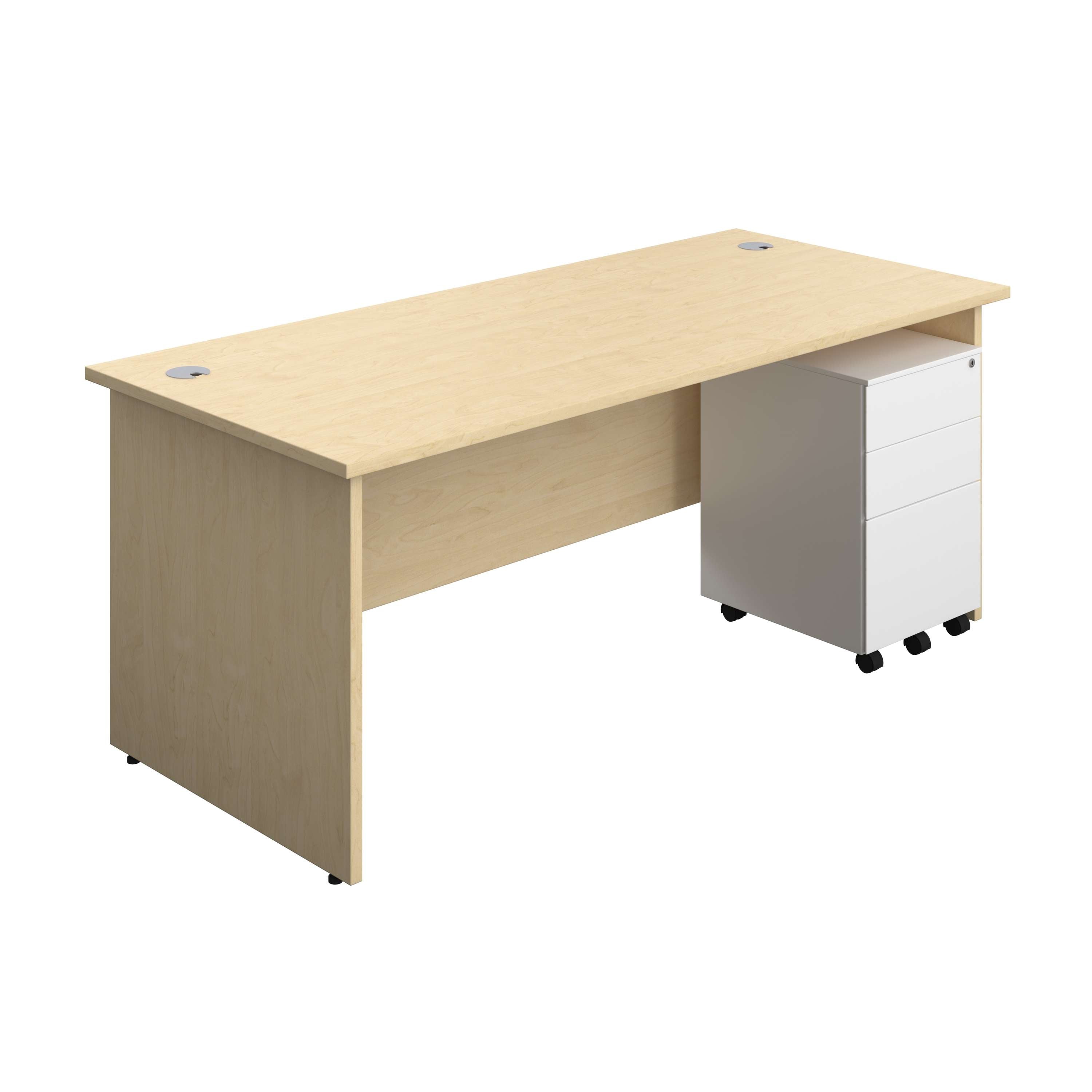 Panel Rectangular Desk + 3 Drawer Steel Pedestal Bundle (FSC) 800 1200