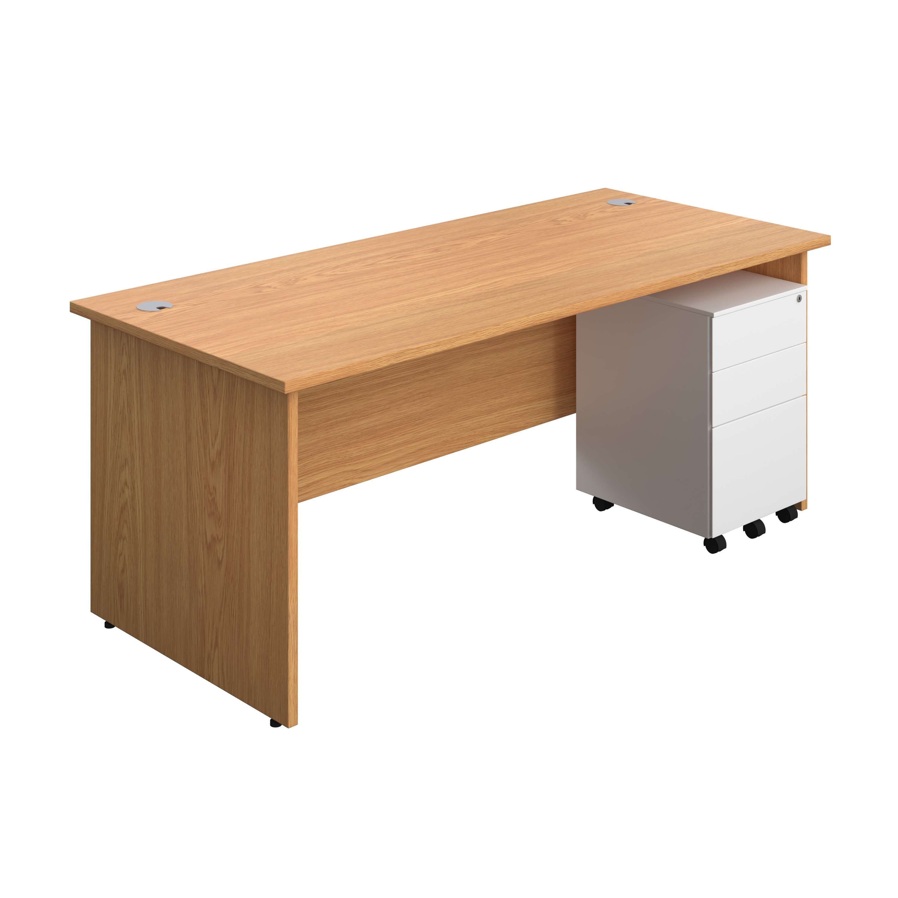 Panel Rectangular Desk + 3 Drawer Steel Pedestal Bundle (FSC) 800 1200