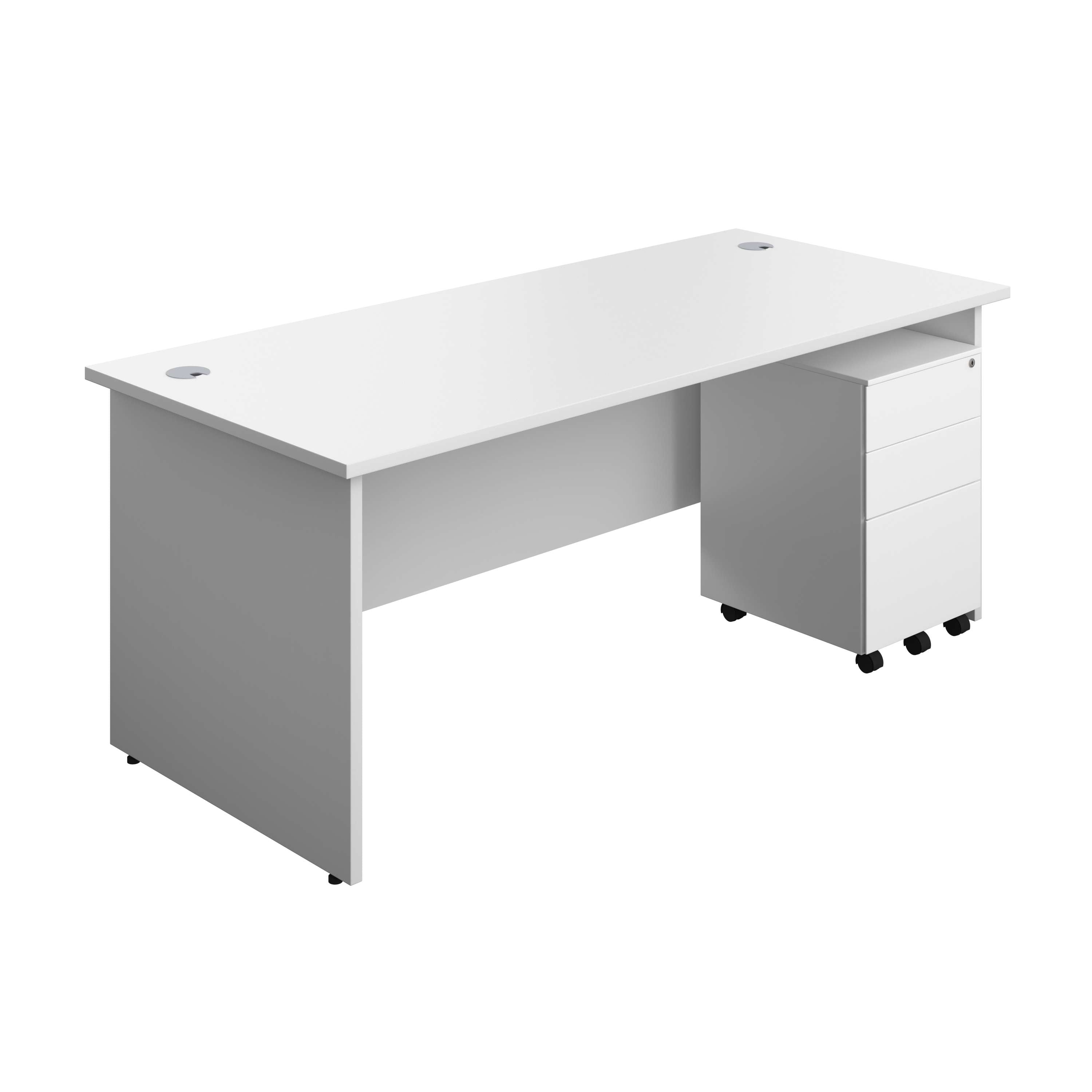 Panel Rectangular Desk + 3 Drawer Steel Pedestal Bundle (FSC) 800 1200