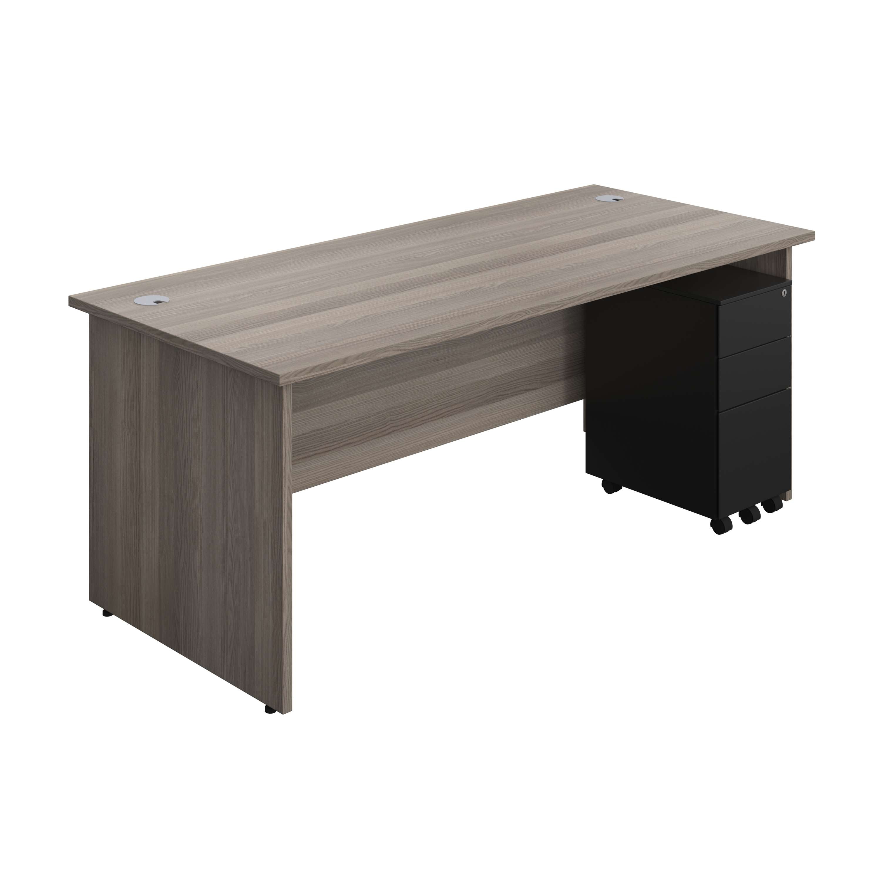 Panel Rectangular Desk + 3 Drawer Slimline Steel Pedestal Bundle (FSC) 800
