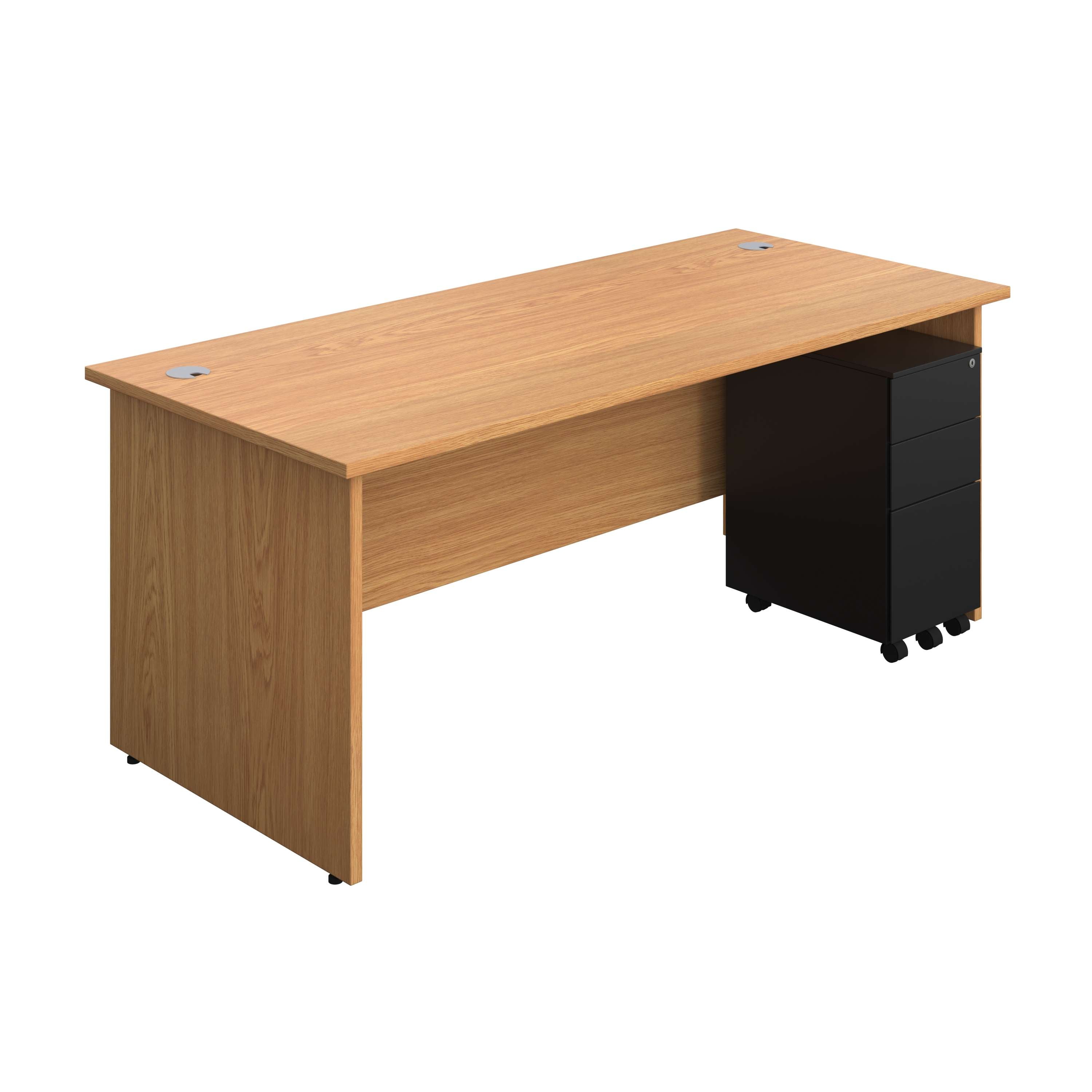 Panel Rectangular Desk + 3 Drawer Slimline Steel Pedestal Bundle (FSC) 800