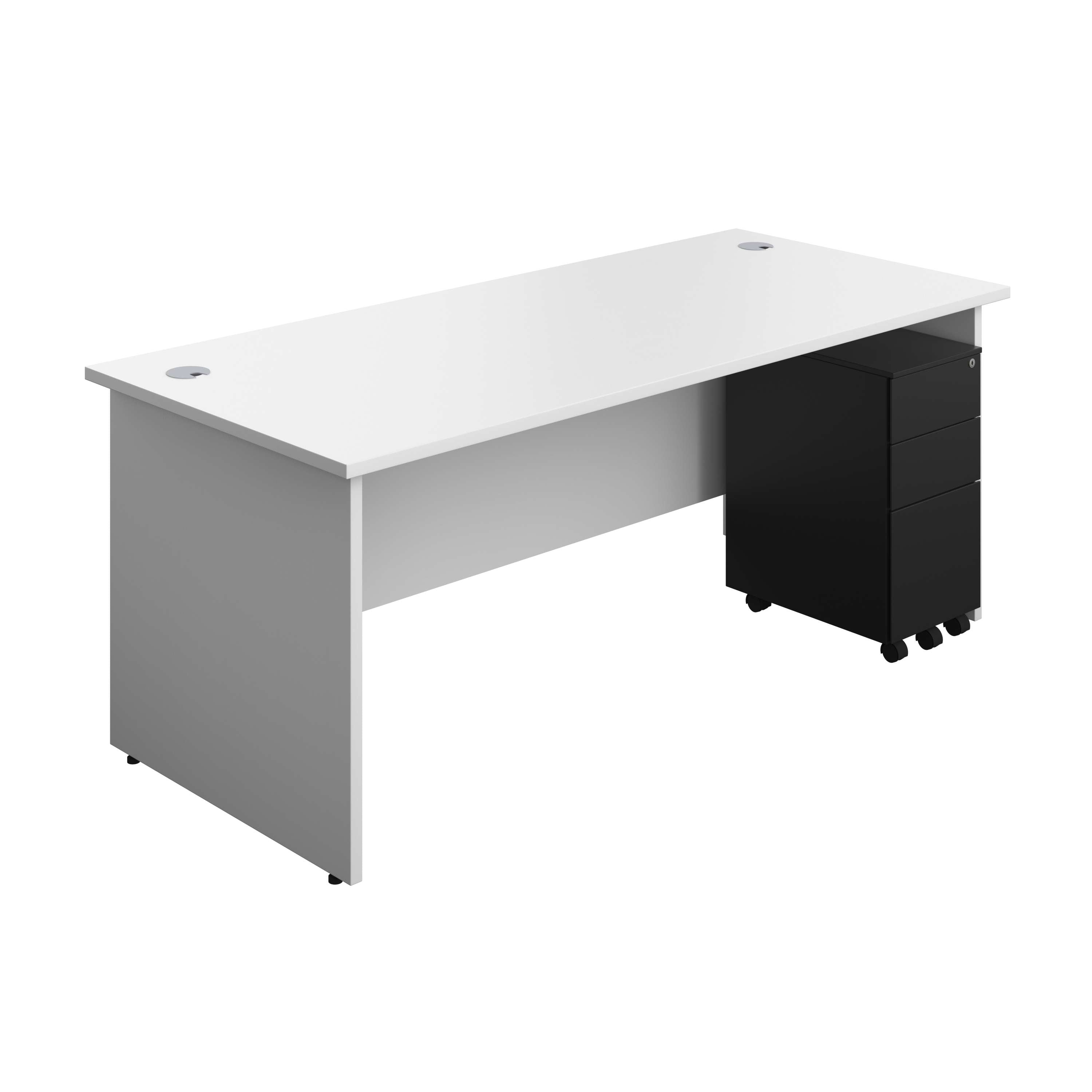 Panel Rectangular Desk + 3 Drawer Slimline Steel Pedestal Bundle (FSC) 800