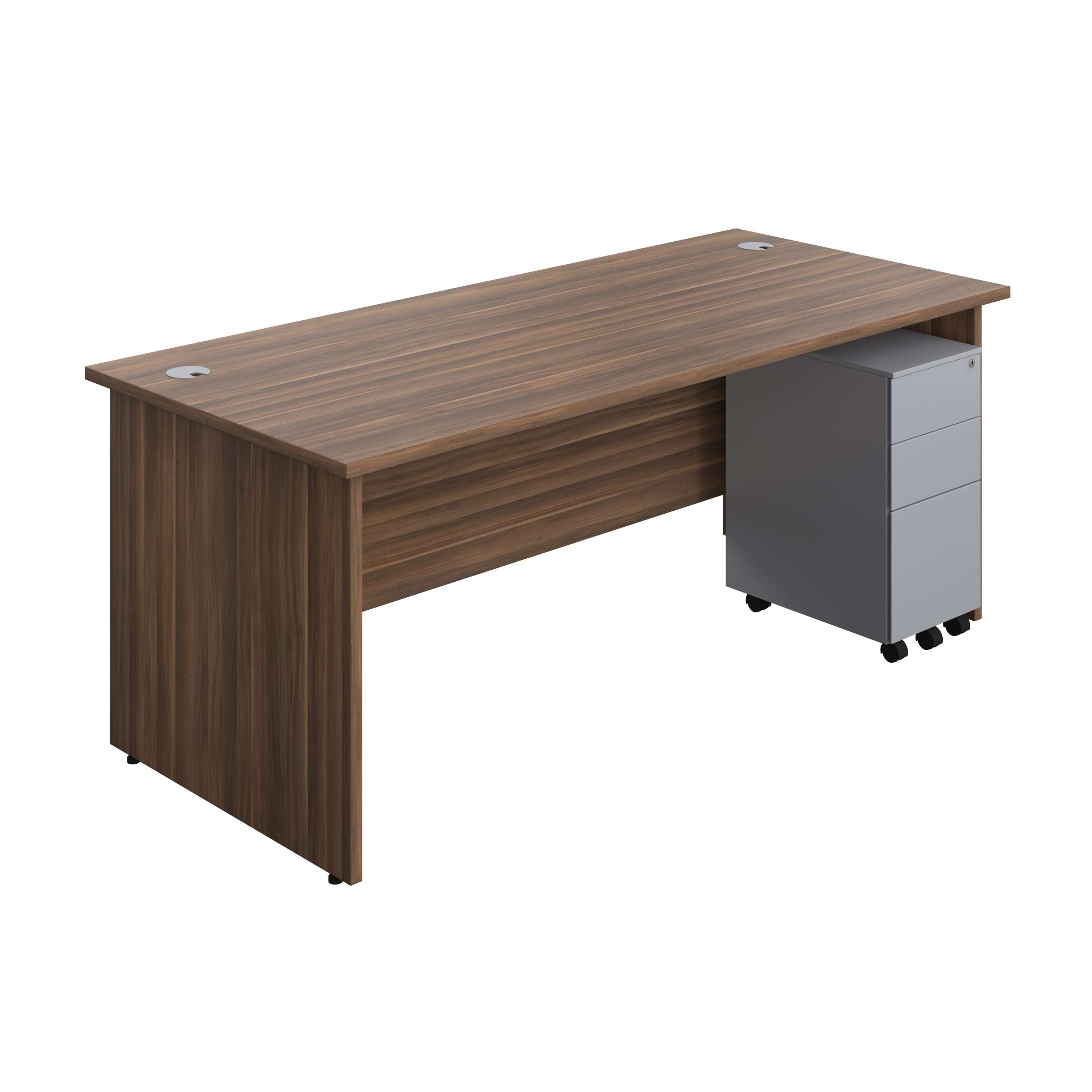 Panel Rectangular Desk + 3 Drawer Slimline Steel Pedestal Bundle (FSC) 800