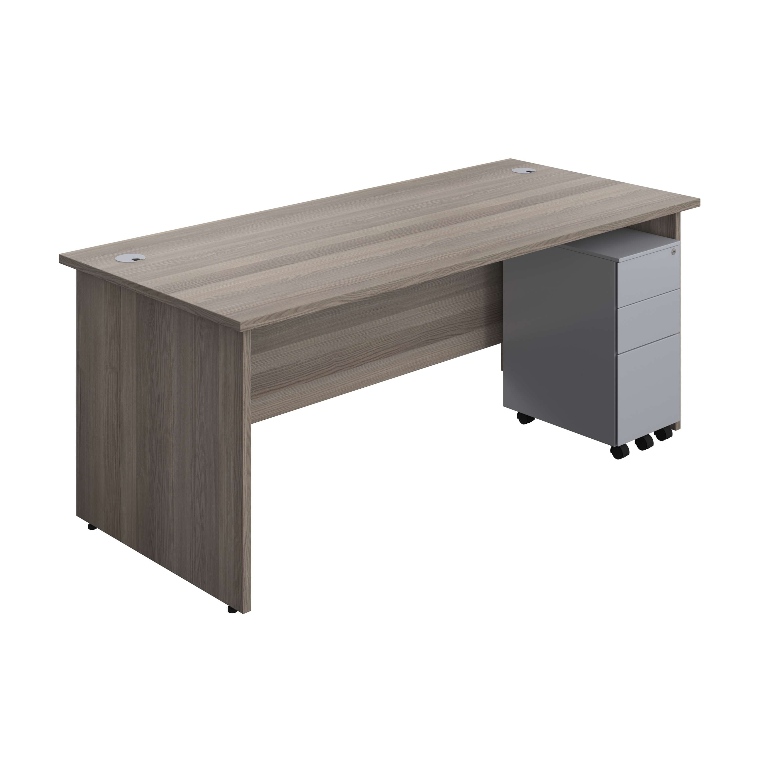 Panel Rectangular Desk + 3 Drawer Slimline Steel Pedestal Bundle (FSC) 800