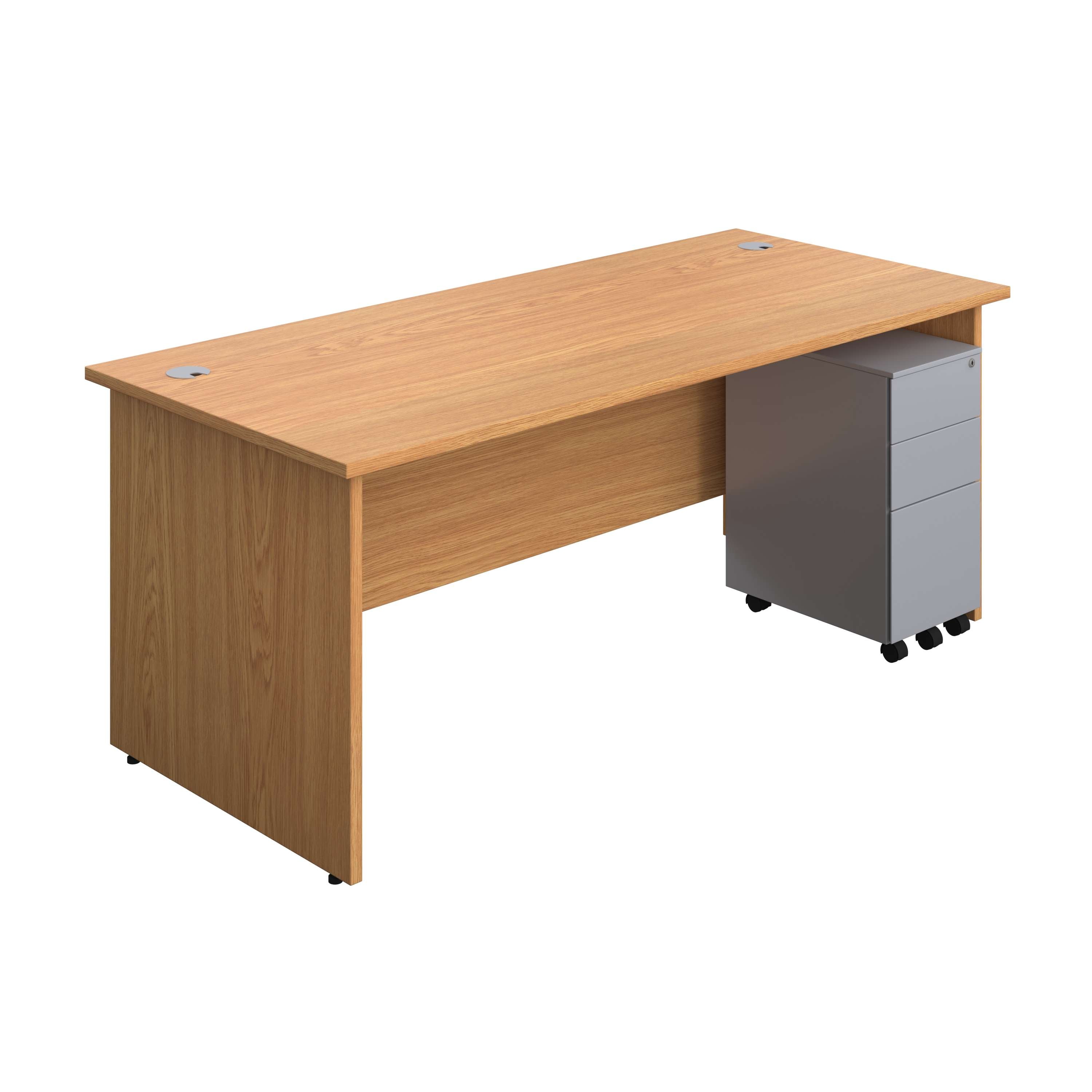 Panel Rectangular Desk + 3 Drawer Slimline Steel Pedestal Bundle (FSC) 800