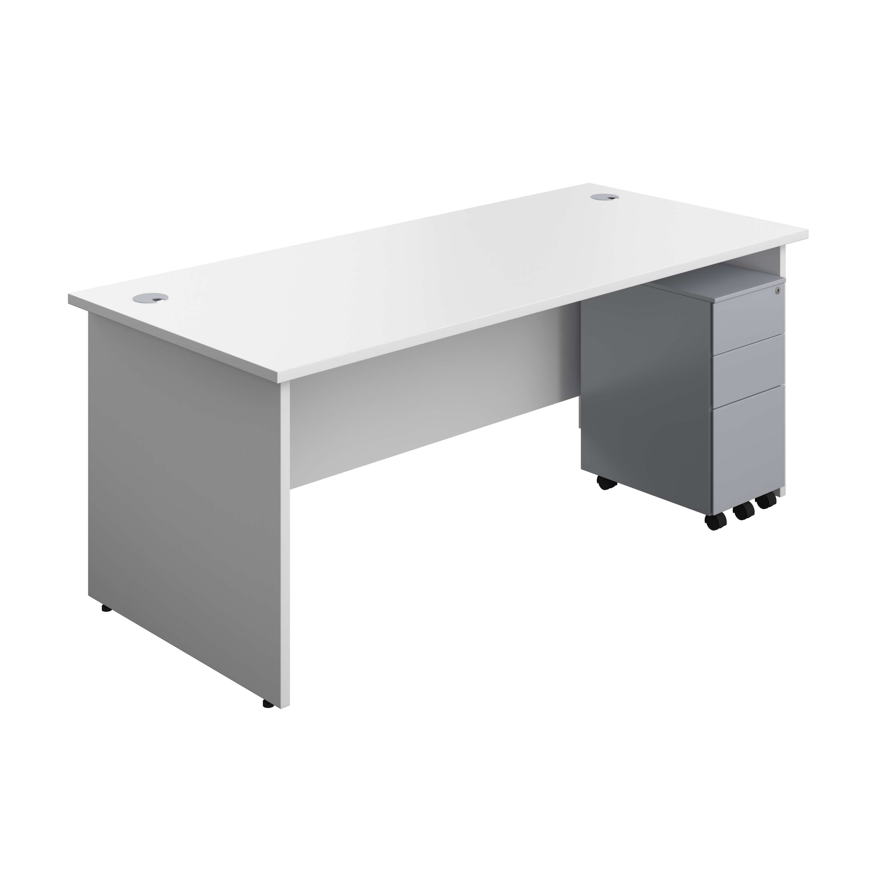 Panel Rectangular Desk + 3 Drawer Slimline Steel Pedestal Bundle (FSC) 800