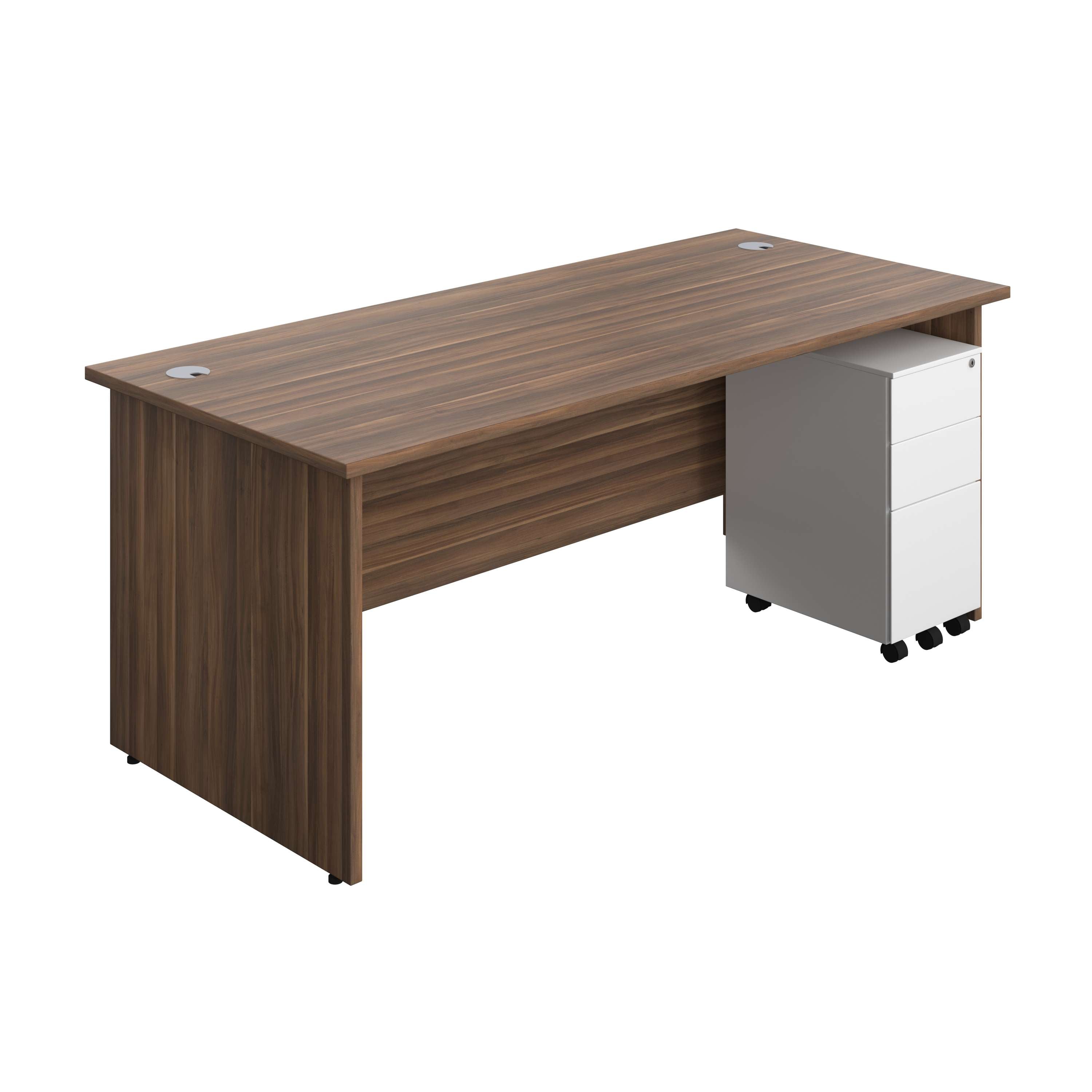 Panel Rectangular Desk + 3 Drawer Slimline Steel Pedestal Bundle (FSC) 800