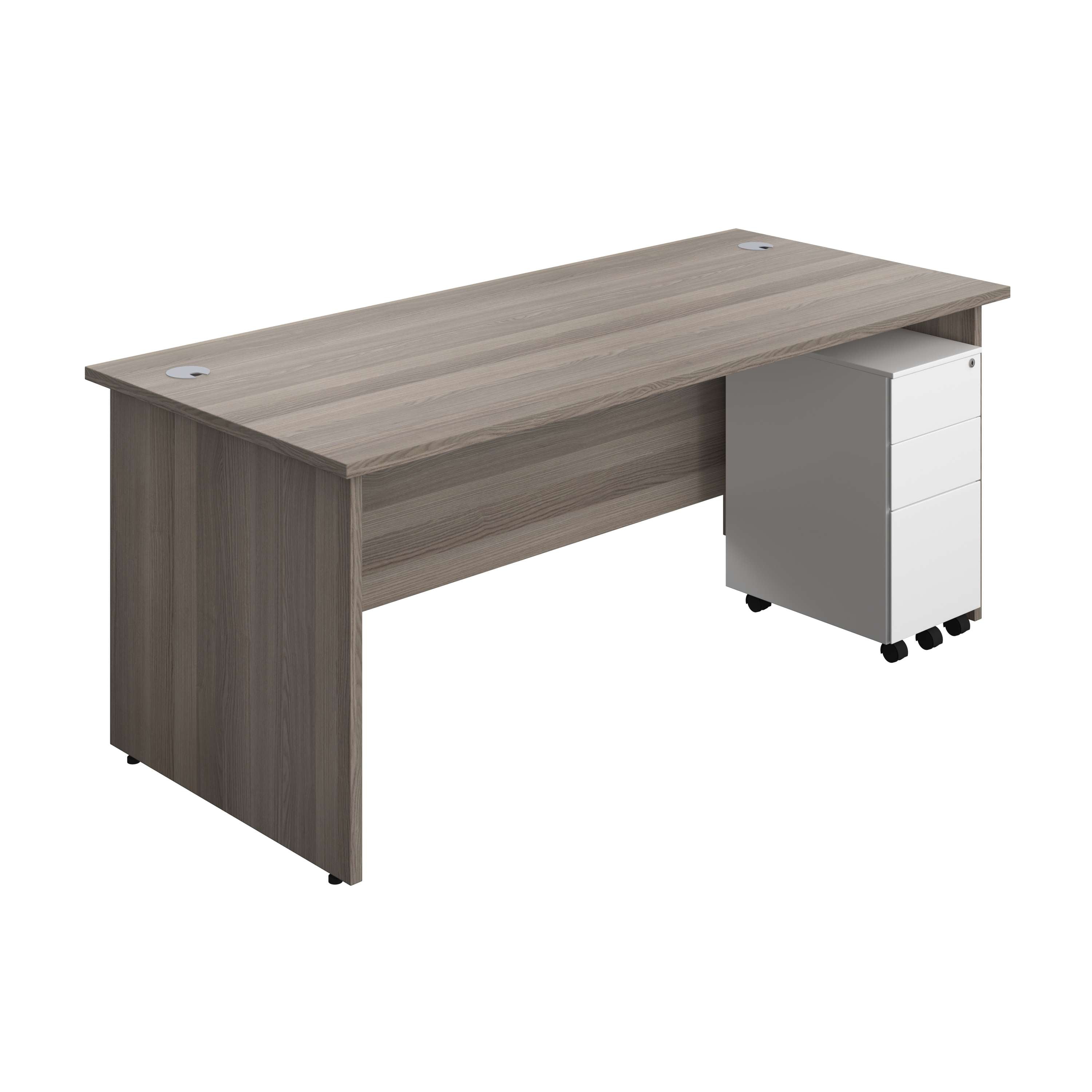 Panel Rectangular Desk + 3 Drawer Slimline Steel Pedestal Bundle (FSC) 800