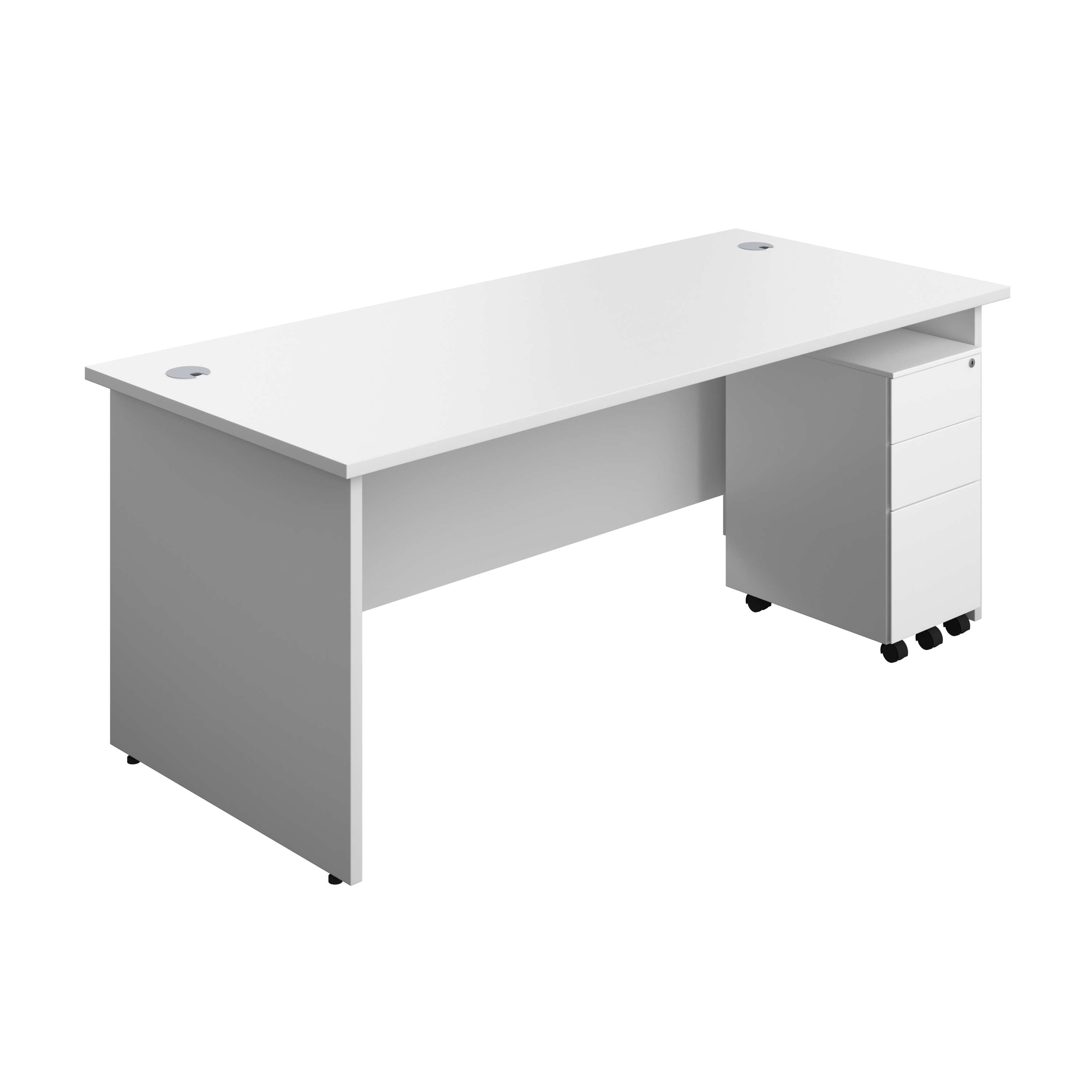 Panel Rectangular Desk + 3 Drawer Slimline Steel Pedestal Bundle (FSC) 800