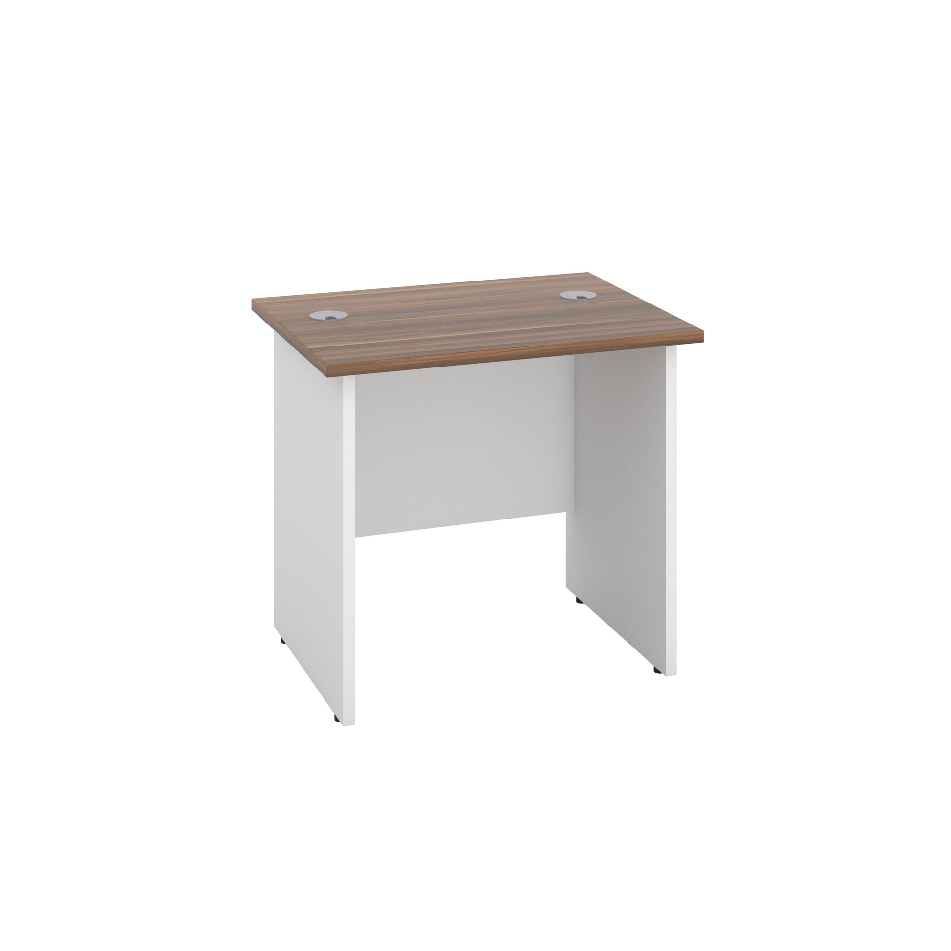 Panel Rectangular Desk: 600mm Deep | 800X600 | Dark Walnut/White
