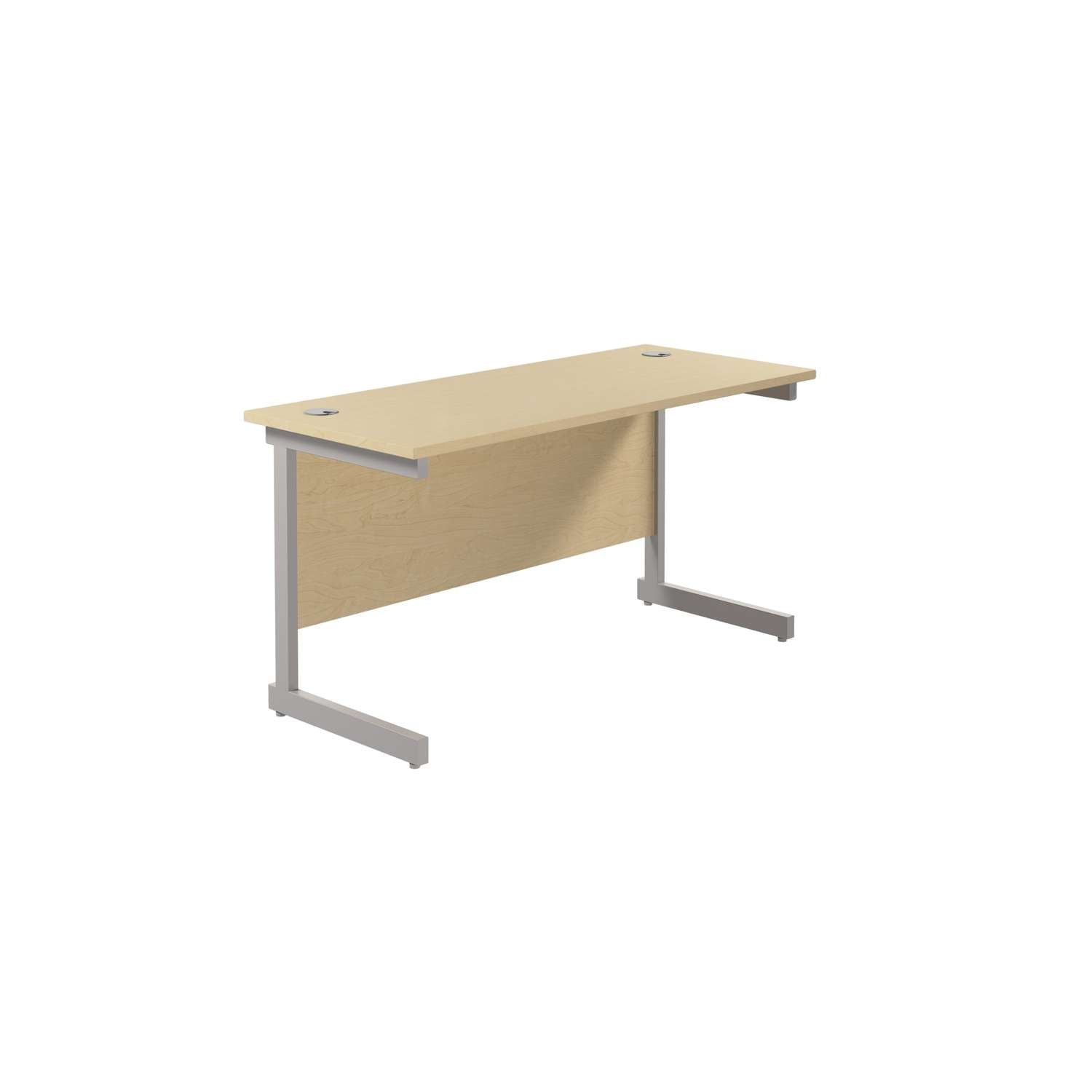 Single Upright Rectangular Desk: 600mm Deep (FSC) | 1200 X 600 | Maple/Silver