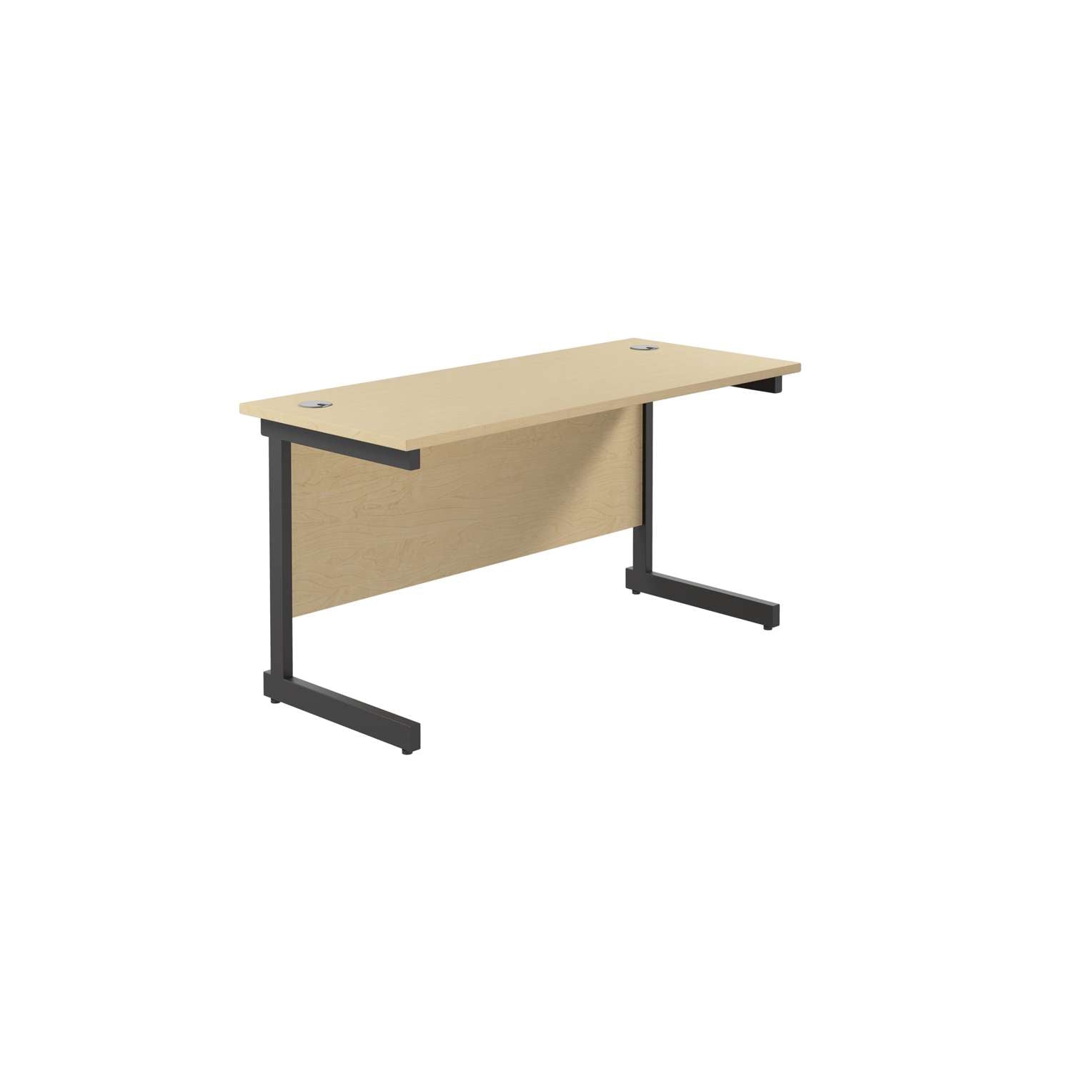 Single Upright Rectangular Desk: 600mm Deep (FSC) | 1400 X 600 | Maple/Black