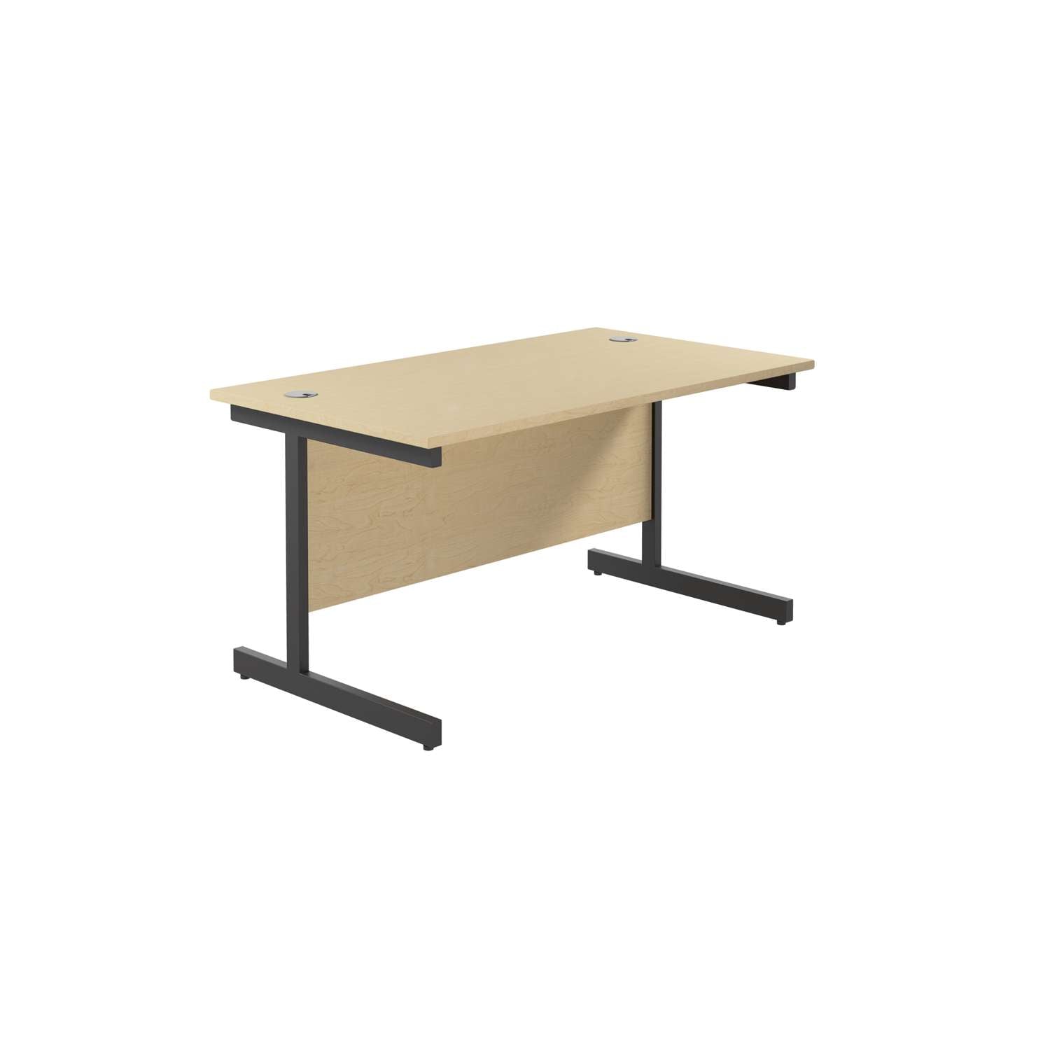 Single Upright Rectangular Desk: 800mm Deep (FSC) | 1400 X 800 | Maple/Black