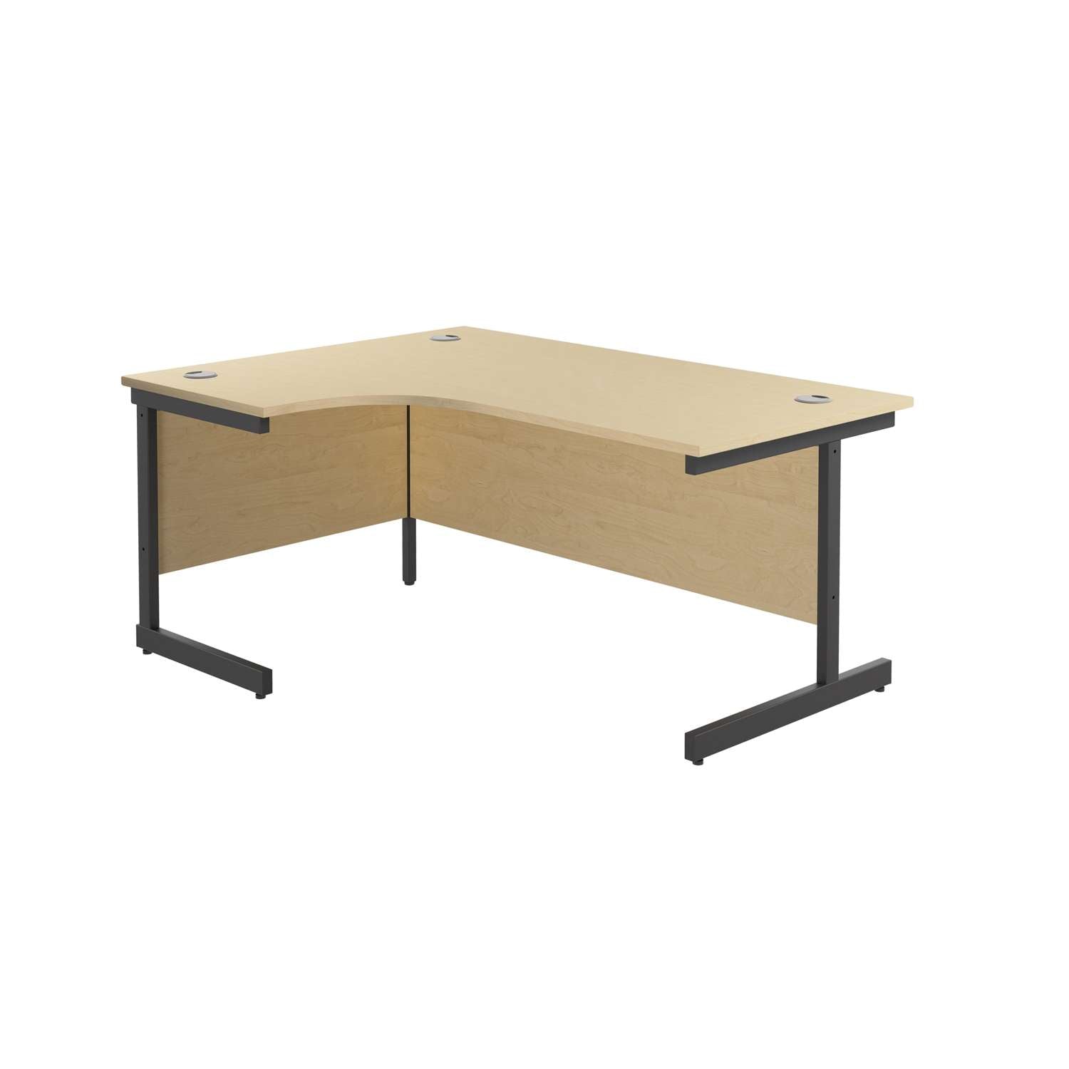 Single Upright Left Hand Radial Desk (FSC) | 1600 X 1200 | Maple/Black