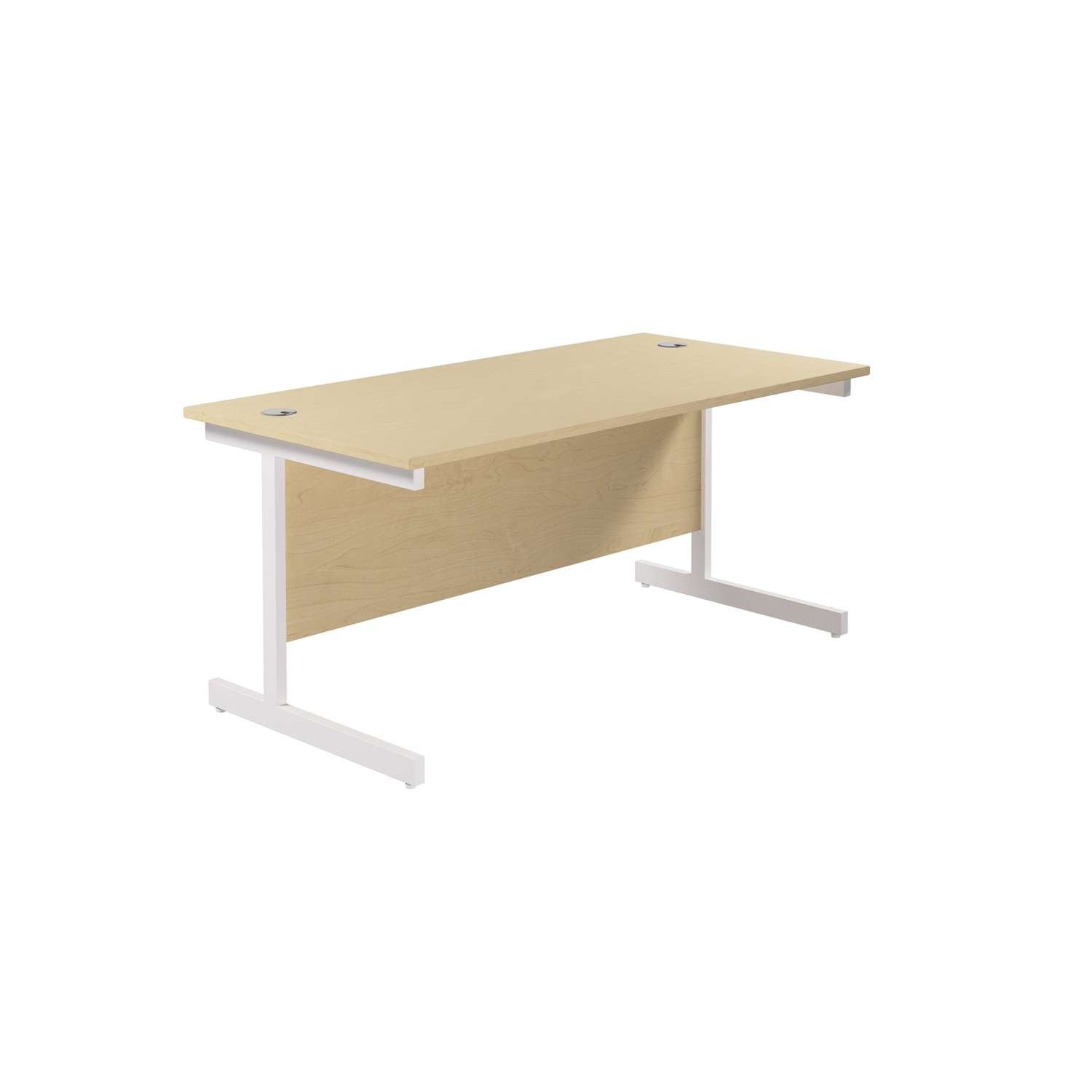 Single Upright Rectangular Desk: 800mm Deep (FSC) | 1600 X 800 | Maple/White