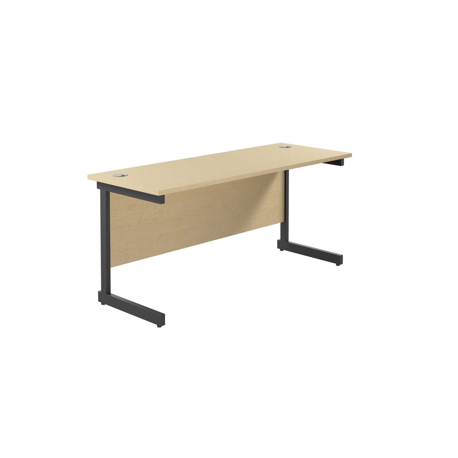 Single Upright Rectangular Desk: 600mm Deep (FSC) | 1800 X 600 | Maple/Black