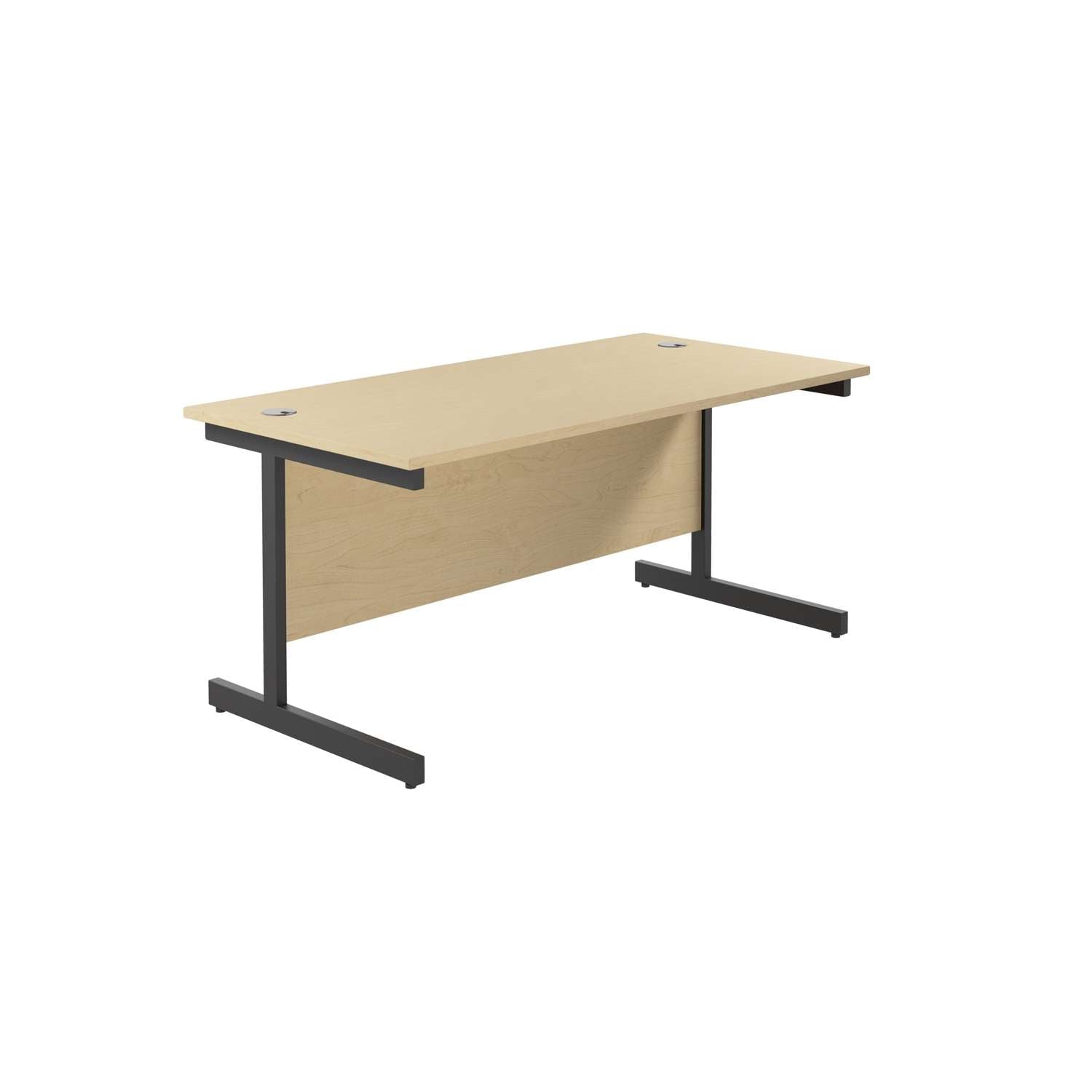 Single Upright Rectangular Desk: 800mm Deep (FSC) | 1800 X 800 | Maple/Black