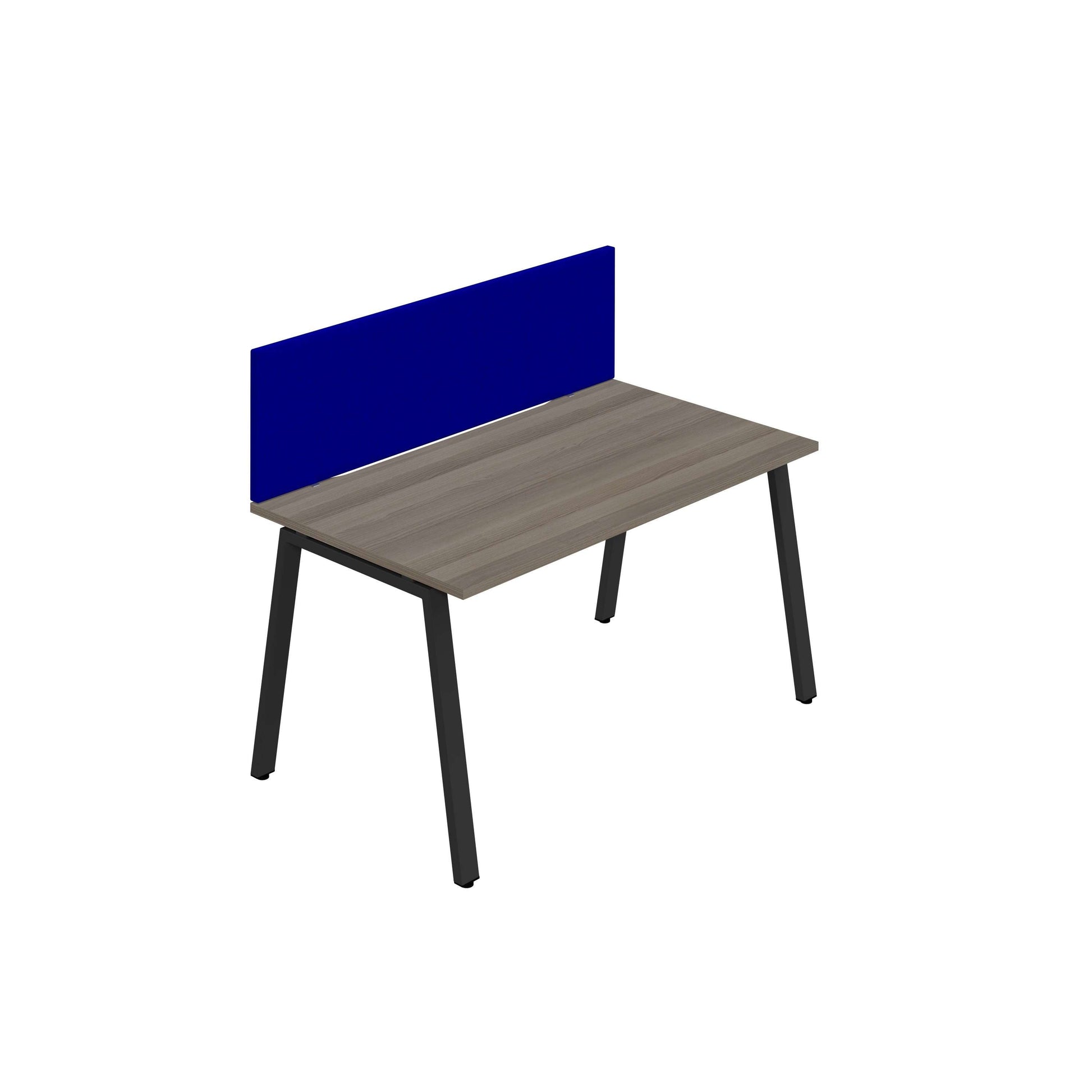 Synergy 1SP Bench Desk|1200X800mm|A-Frame|Grey Oak/Black|Royal Blue Screen
