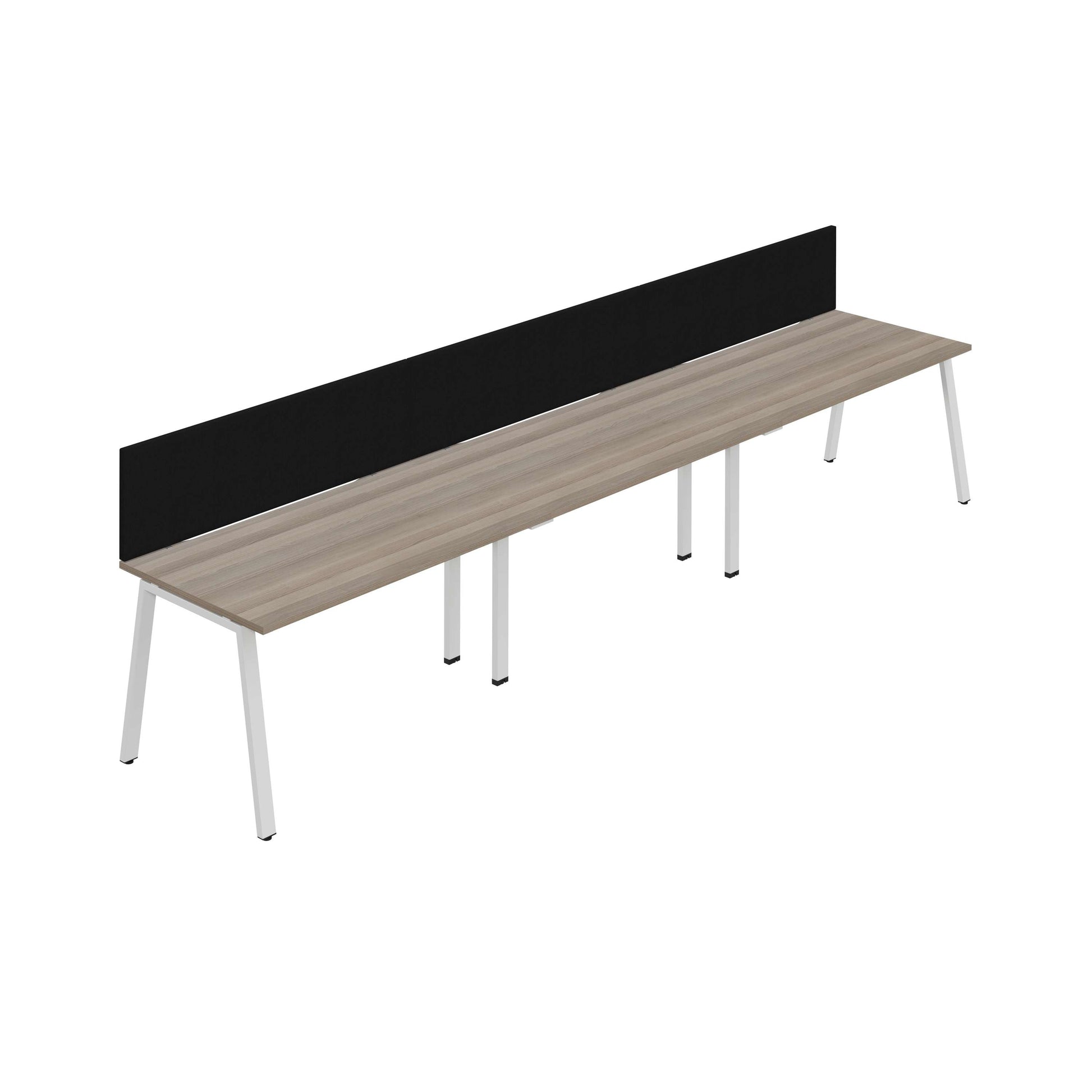 Synergy 3SP Bench Desk|1200X800mm|A-Frame|Grey Oak/White|Black Screen