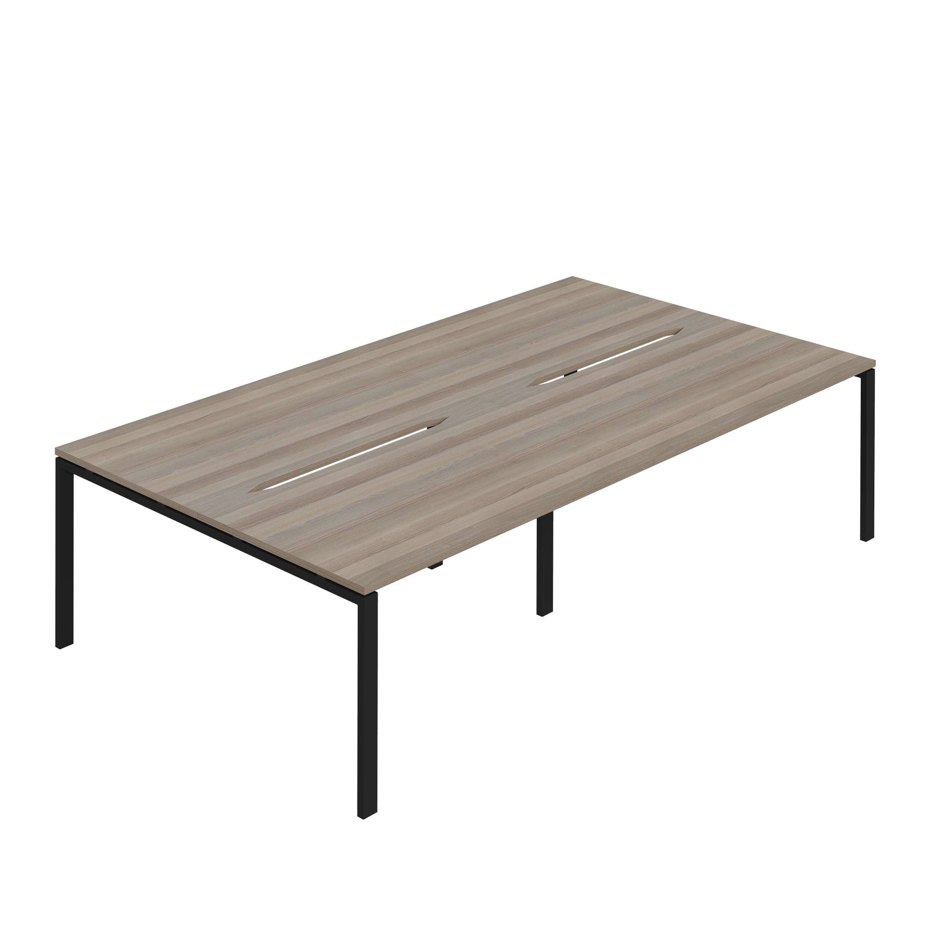 Synergy 4P Bench Desk|1200X800mm|GoalPost|Grey Oak/Black