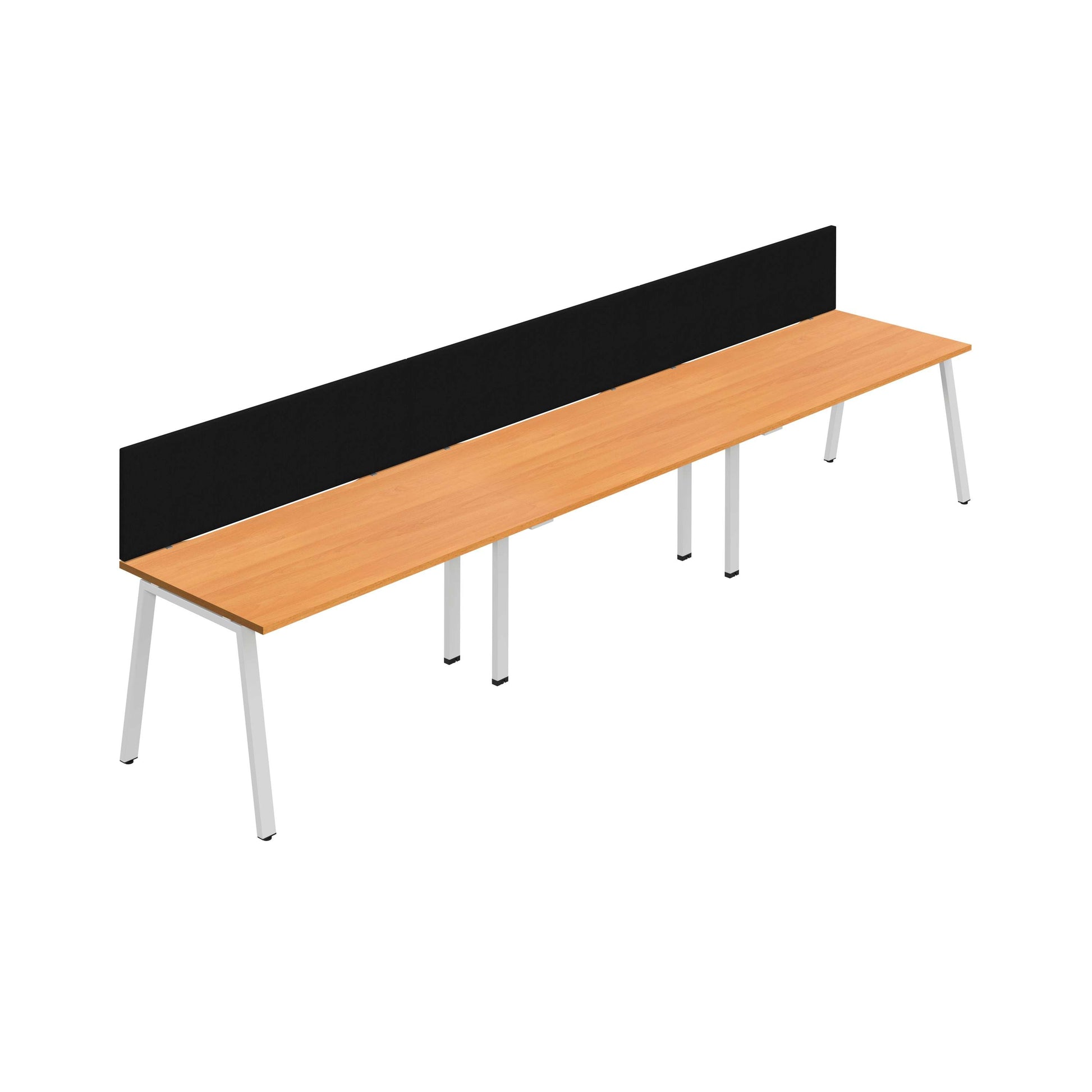 Synergy 3SP Bench Desk|1400X800mm|A-Frame|Beech/White|Black Screen