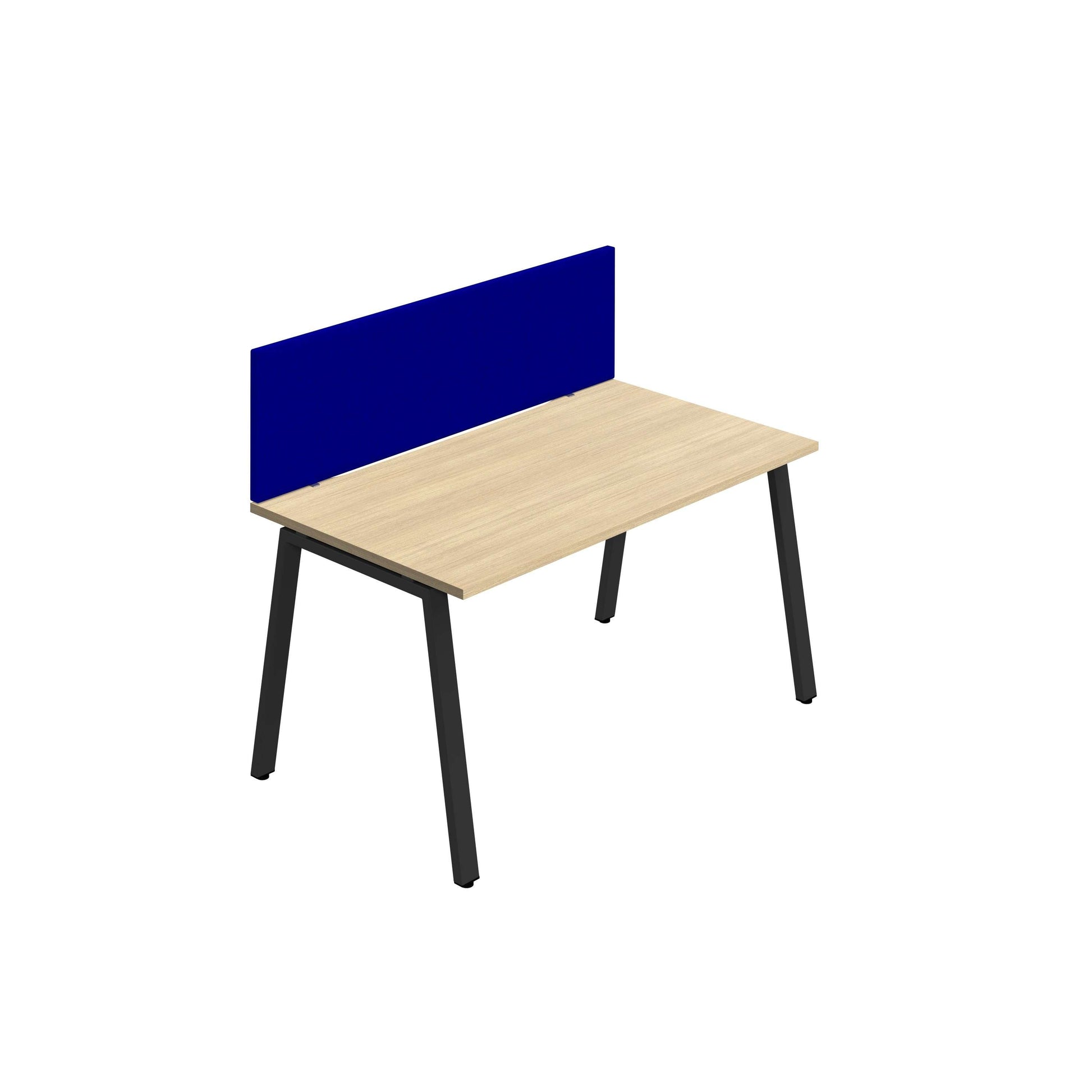 Synergy 1SP Bench Desk|1400X800mm|A-Frame|Nova Oak/Black|Royal Blue Screen