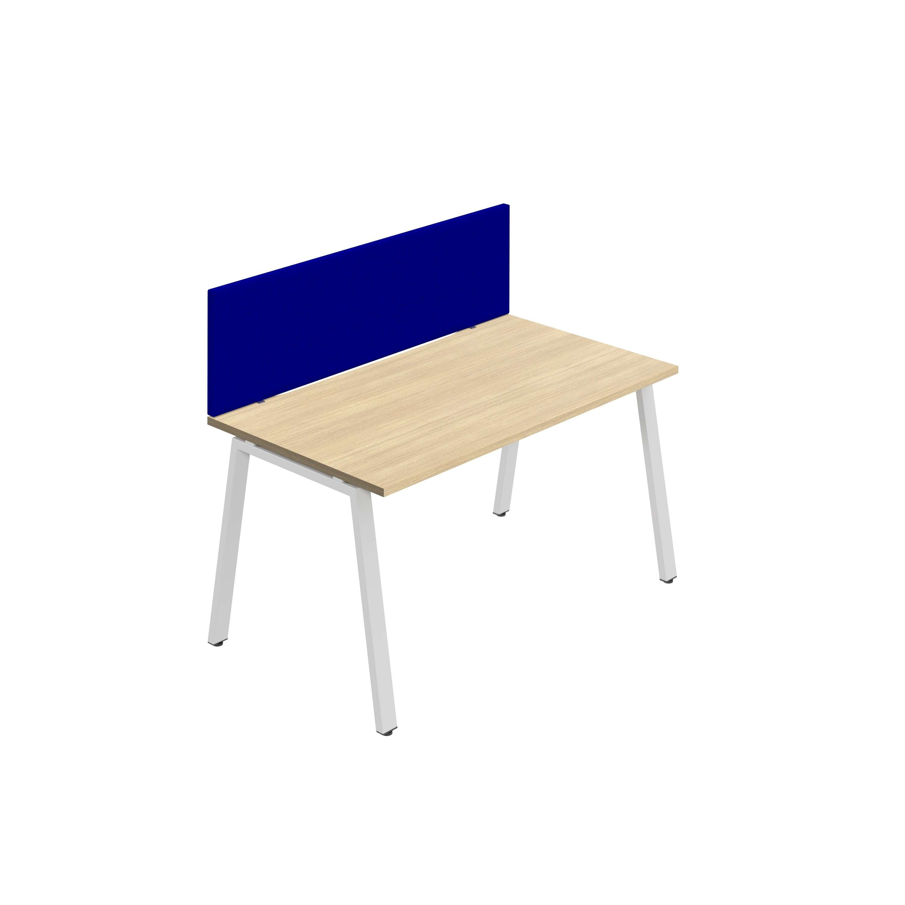 Synergy 1SP Bench Desk|1400X800mm|A-Frame|Nova Oak/White|Royal Blue Screen