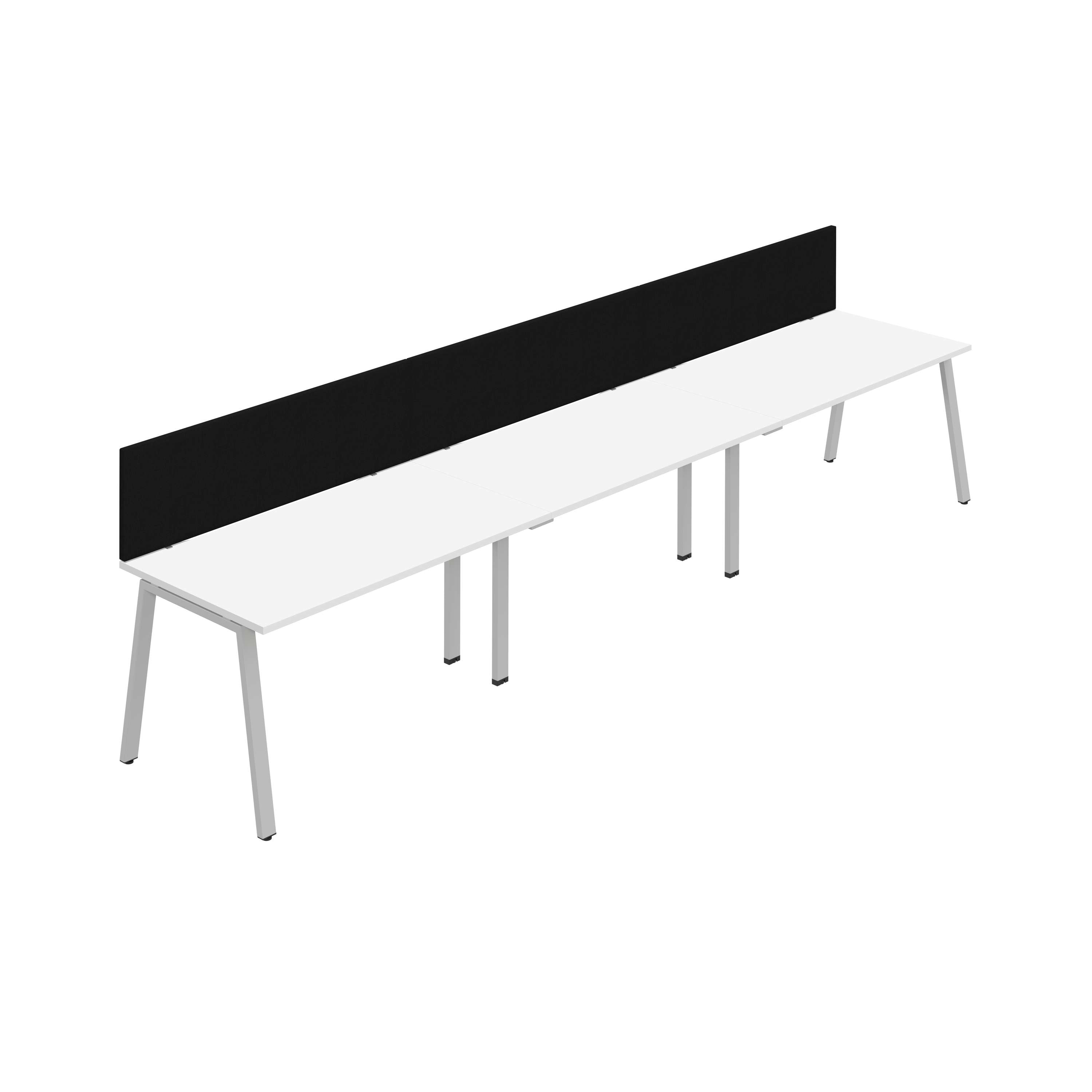 Synergy 3SP Bench Desk|1400X800mm|A-Frame|White/Silver|Black Screen
