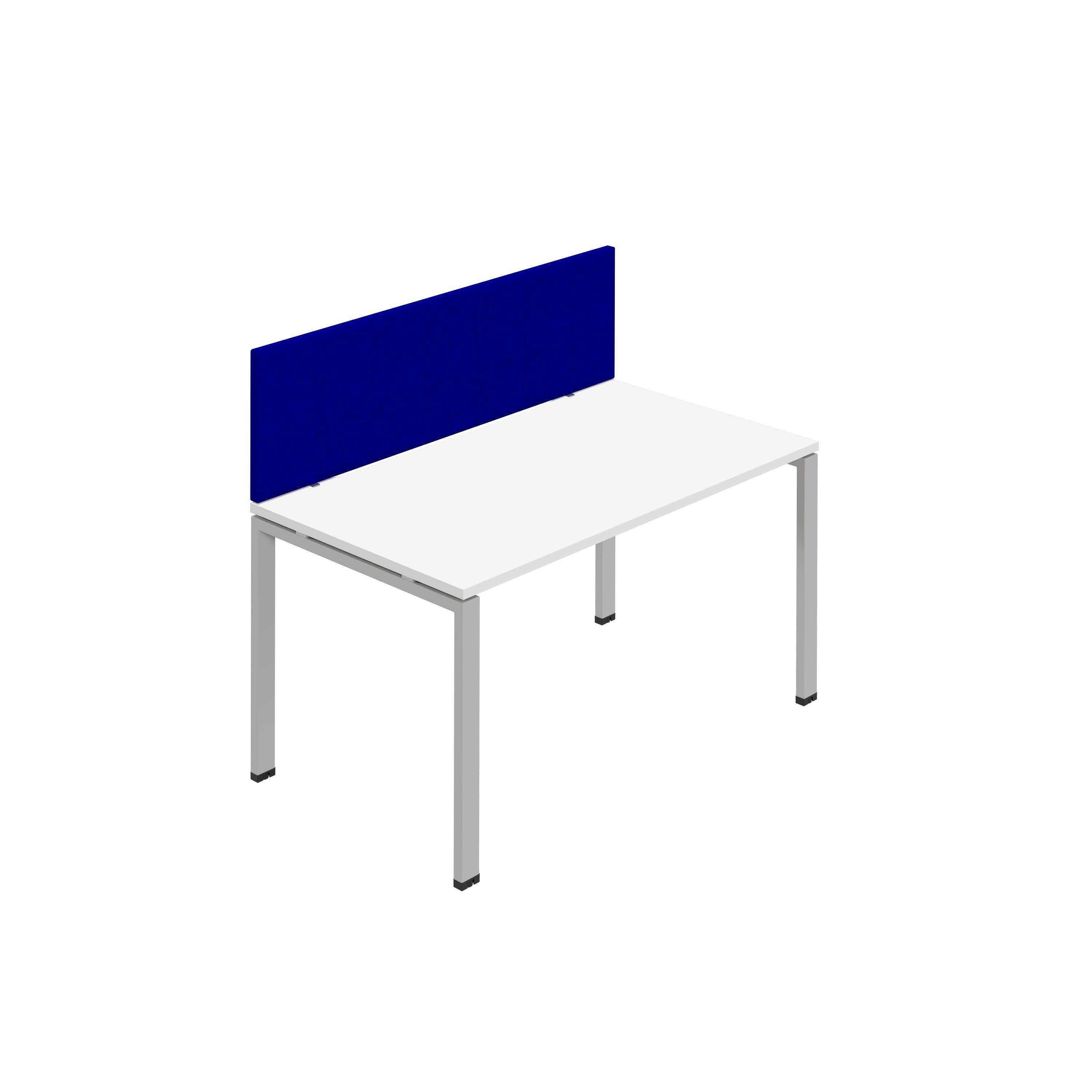 Synergy 1SP Bench Desk|1400X800mm|GoalPost|White/Silver|Royal Blue Screen