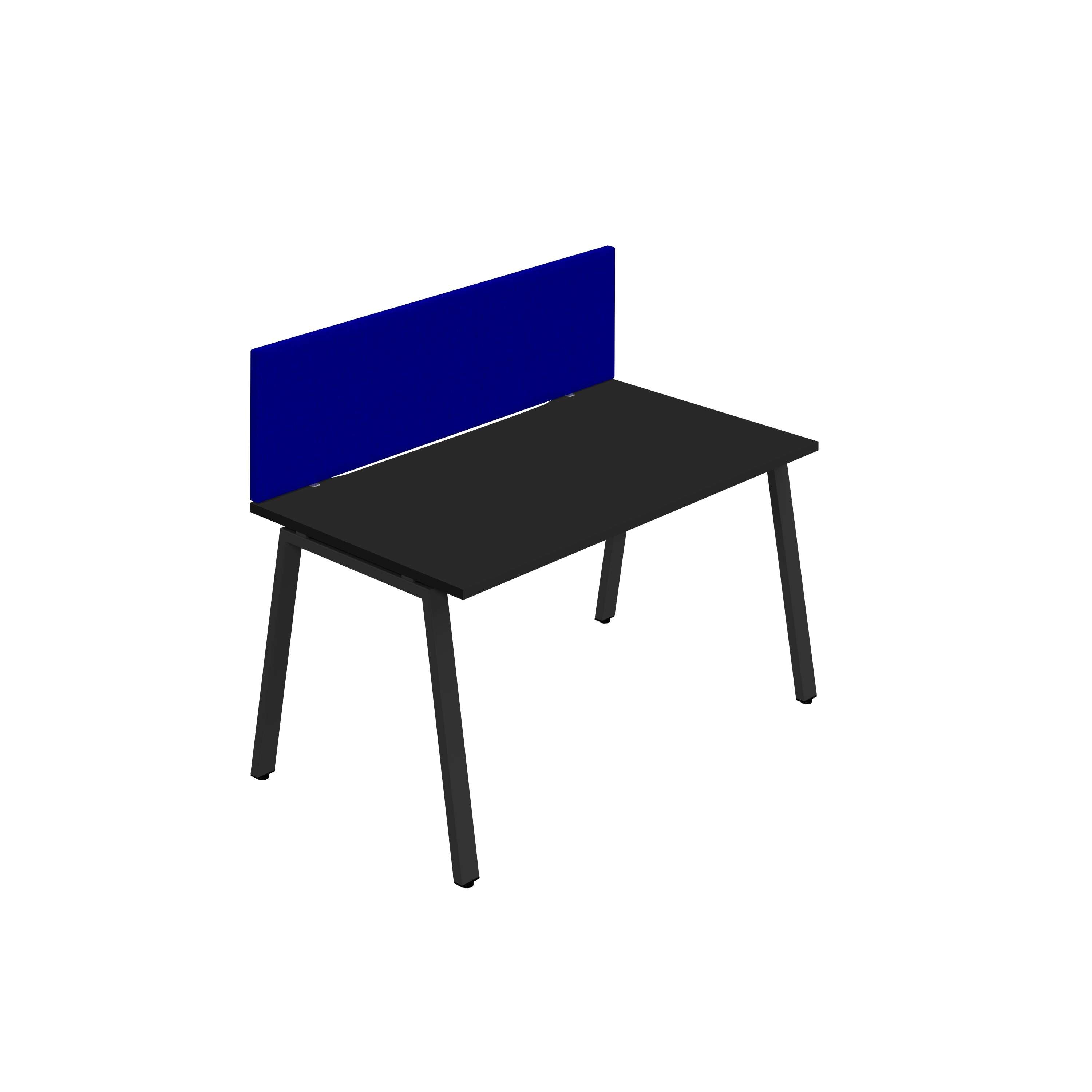 Synergy 1SP Bench Desk|1600X800mm|A-Frame|Black/Black|Royal Blue Screen
